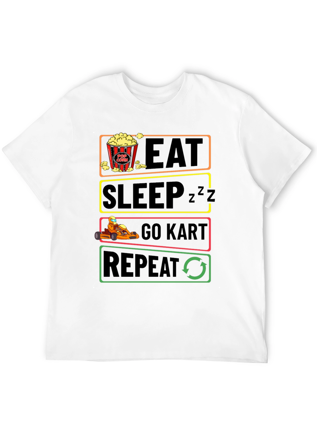 Eat Sleep Go Kart Repeat Black T-Shirt