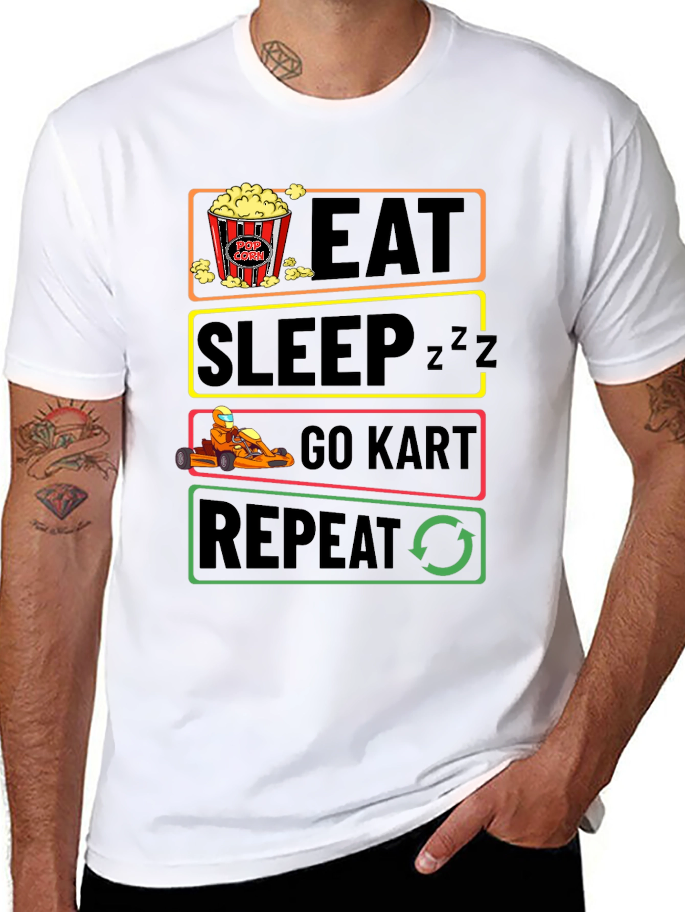 Eat Sleep Go Kart Repeat Black T-Shirt