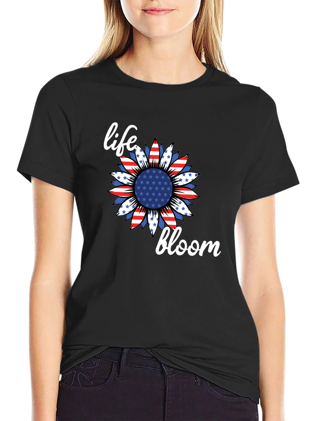 Life Bloom Patriotic Sunflower Graphic Tee