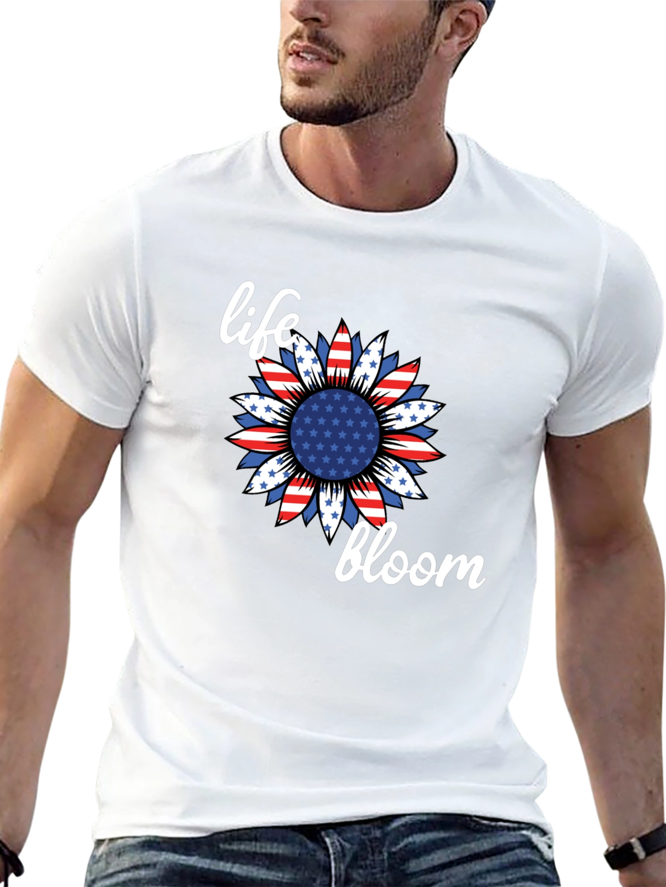 Life Bloom Patriotic Sunflower Graphic Tee