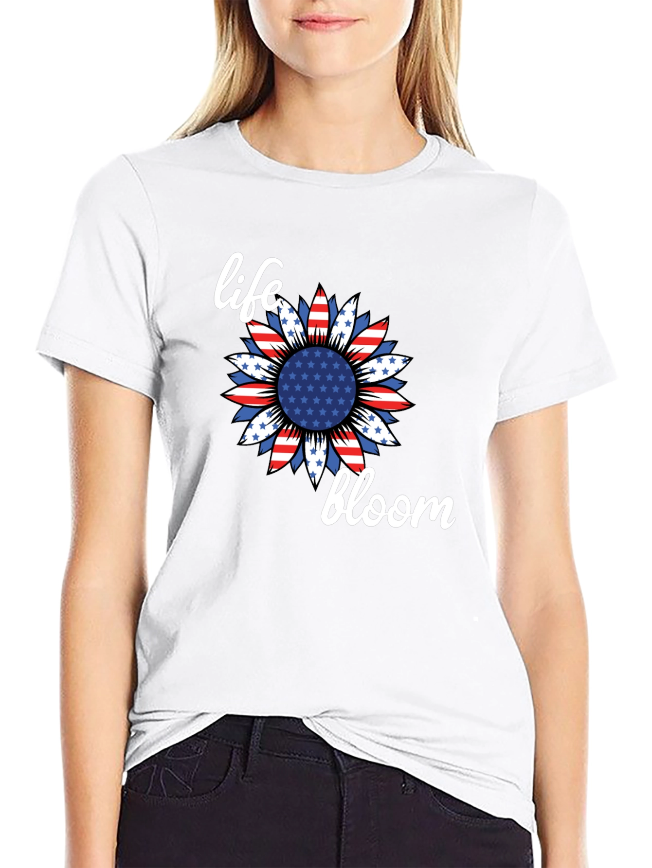Life Bloom Patriotic Sunflower Graphic Tee
