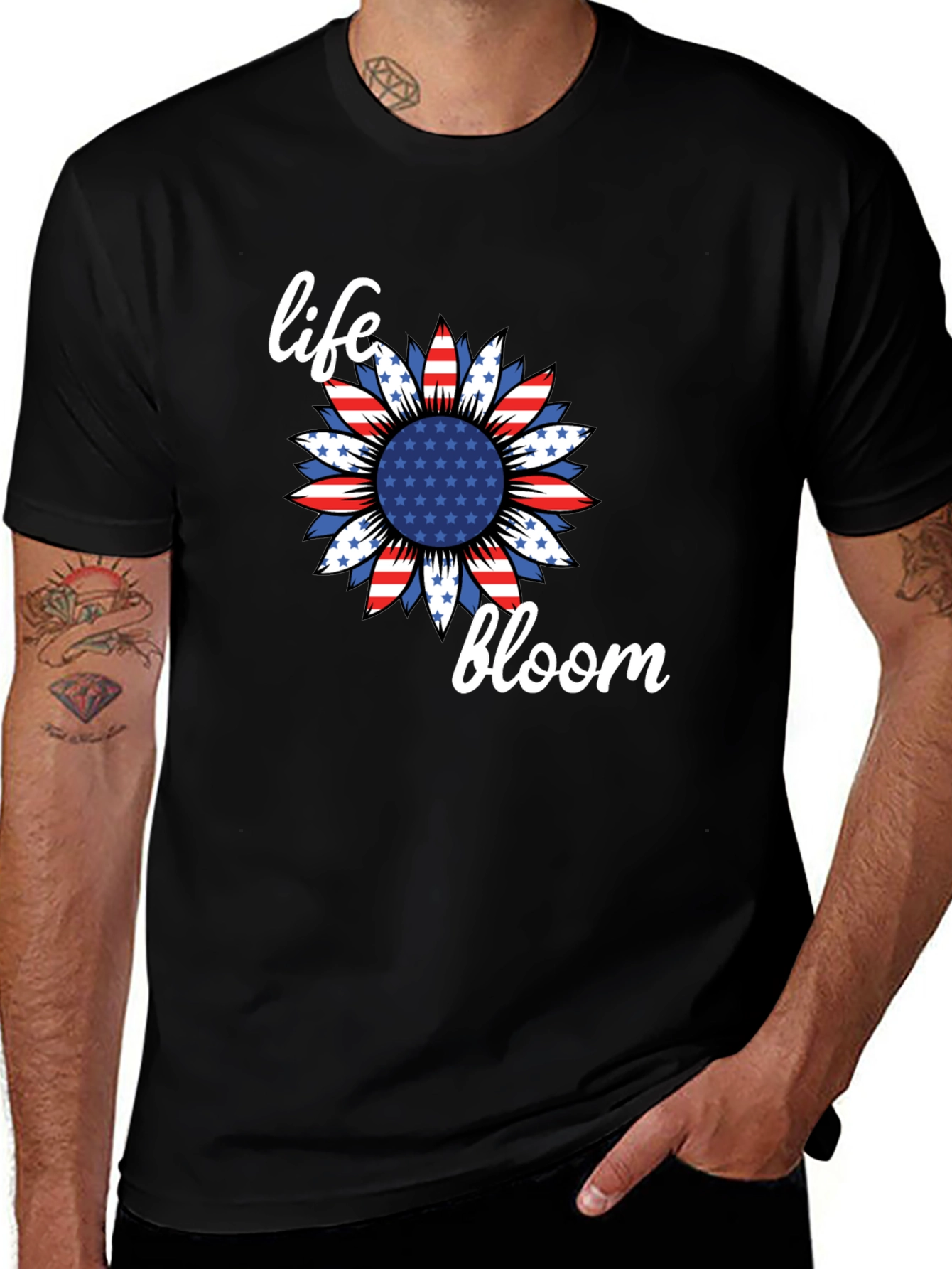 Life Bloom Patriotic Sunflower Graphic Tee