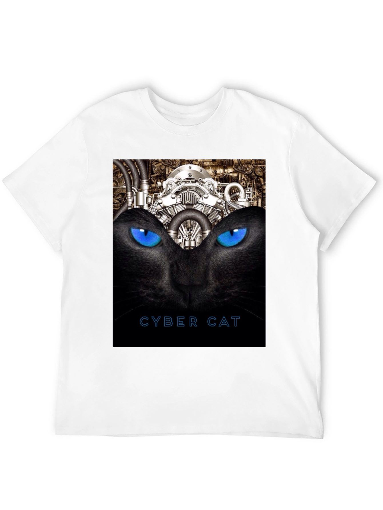 Cyber Cat Graphic T-Shirt - Black