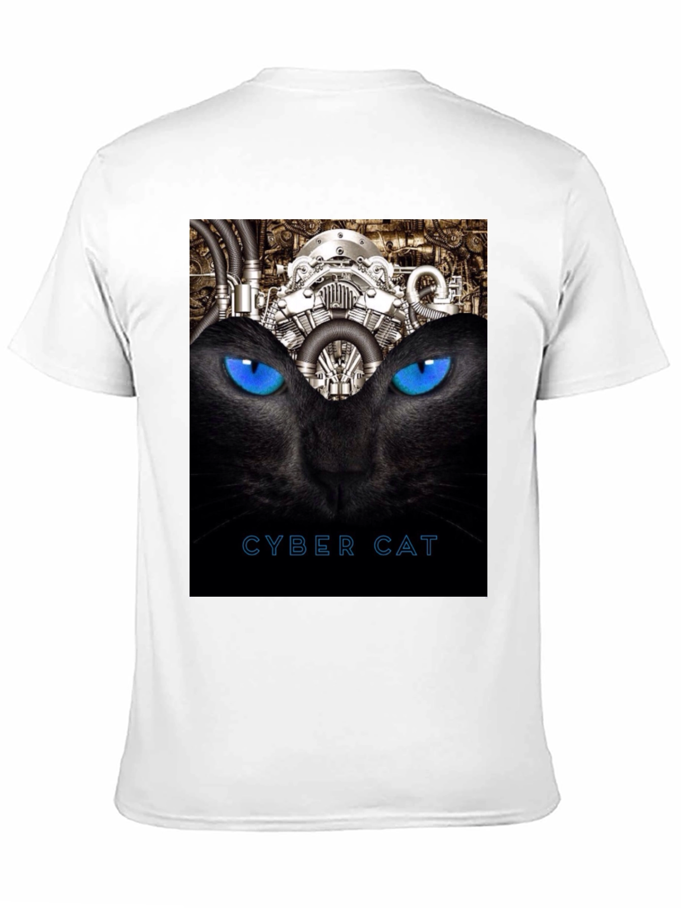 Cyber Cat Graphic T-Shirt - Black
