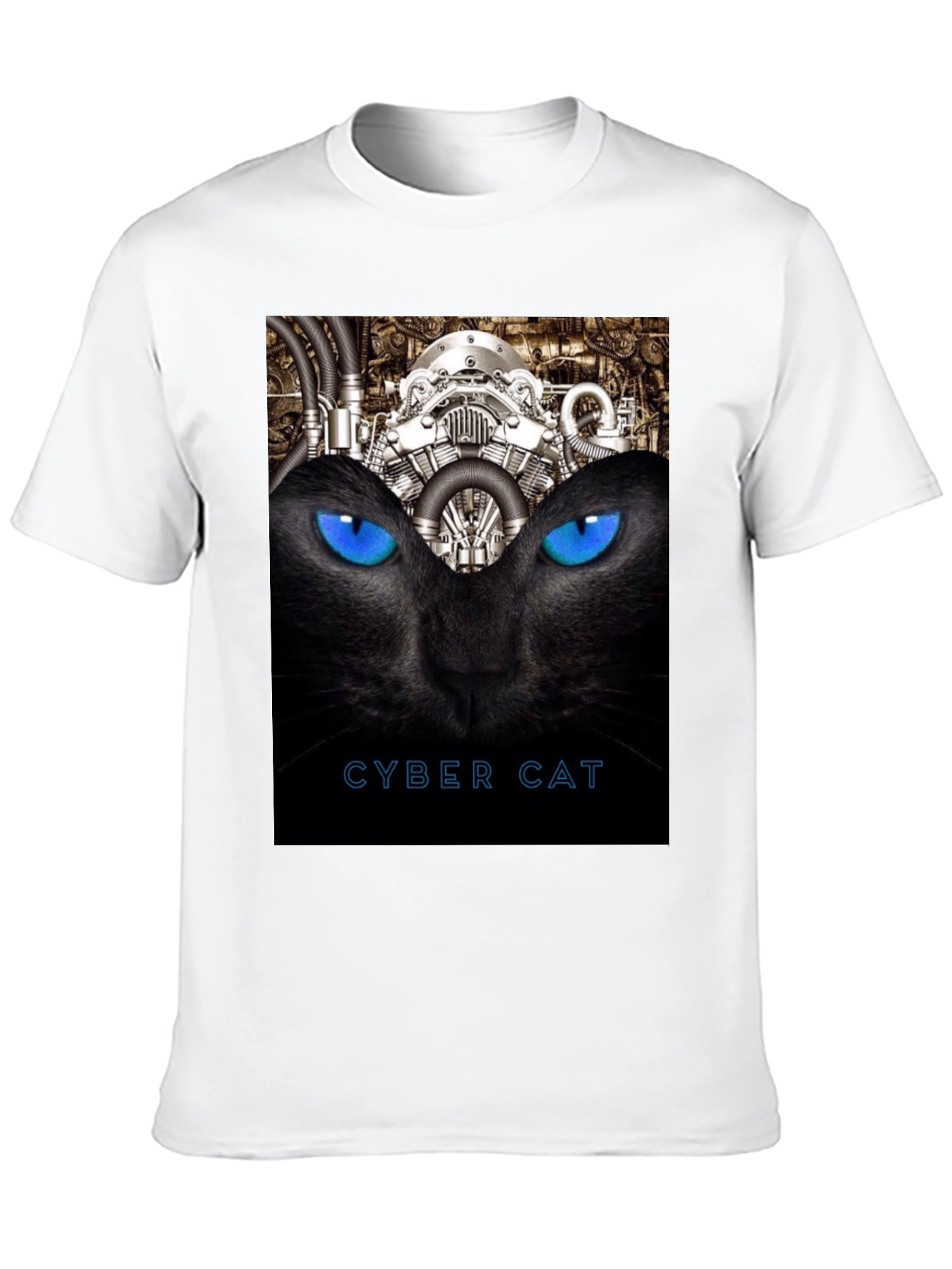 Cyber Cat Graphic T-Shirt - Black
