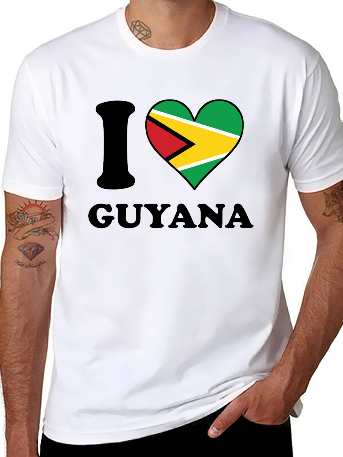 I Heart Guyana T-Shirt - Guyana Flag Design