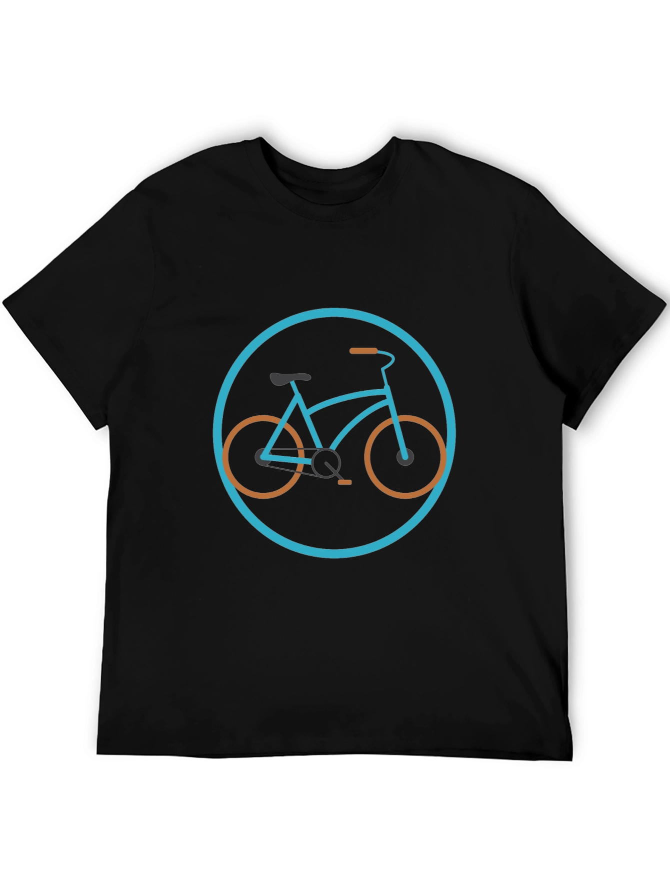 Stylish Bicycle Graphic Tee - Black Cotton Blend