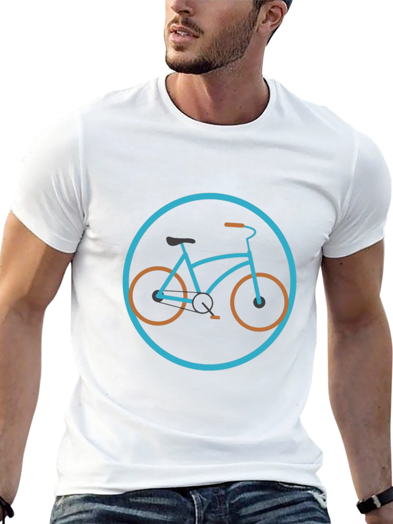 Stylish Bicycle Graphic Tee - Black Cotton Blend