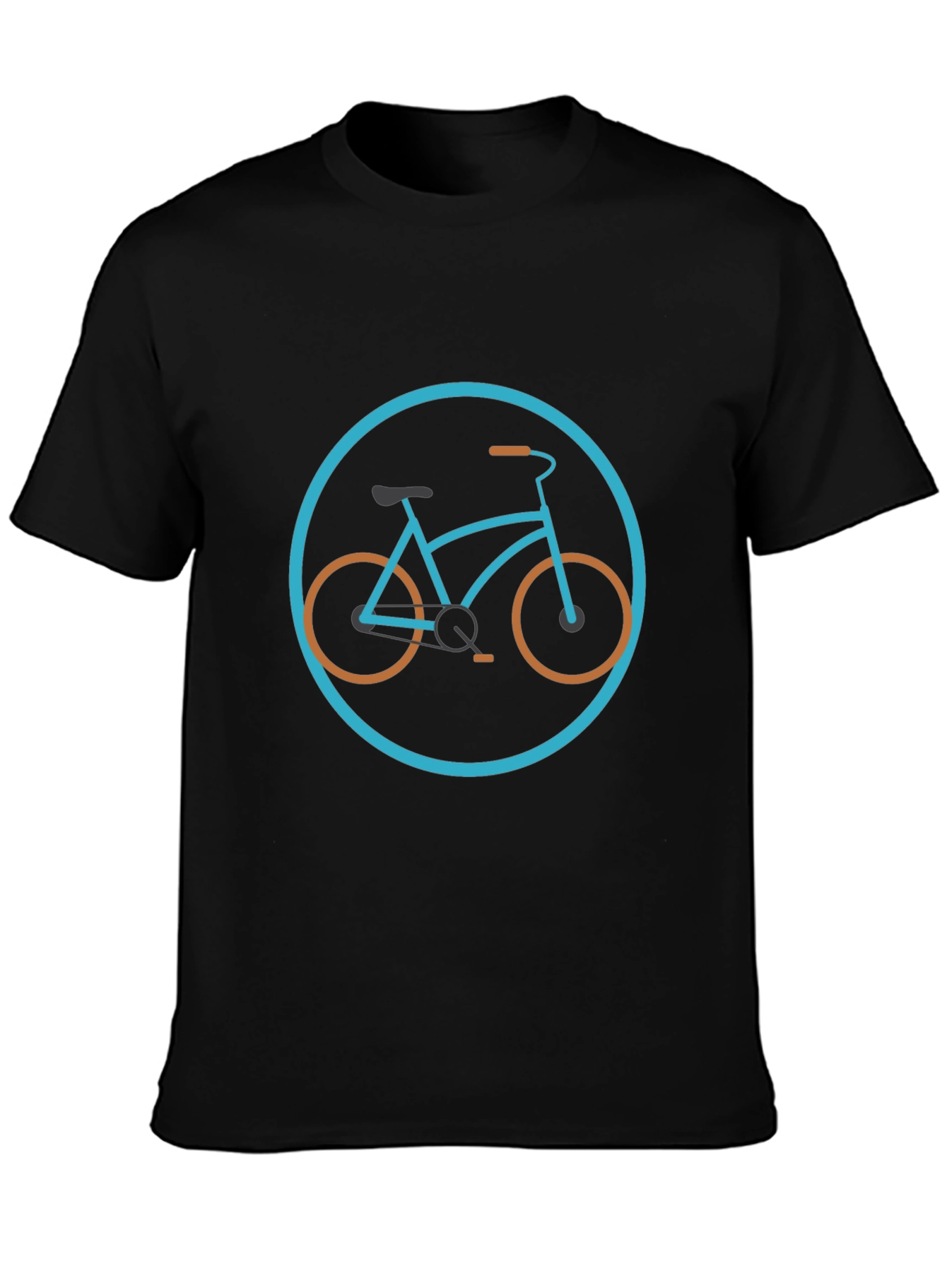 Stylish Bicycle Graphic Tee - Black Cotton Blend