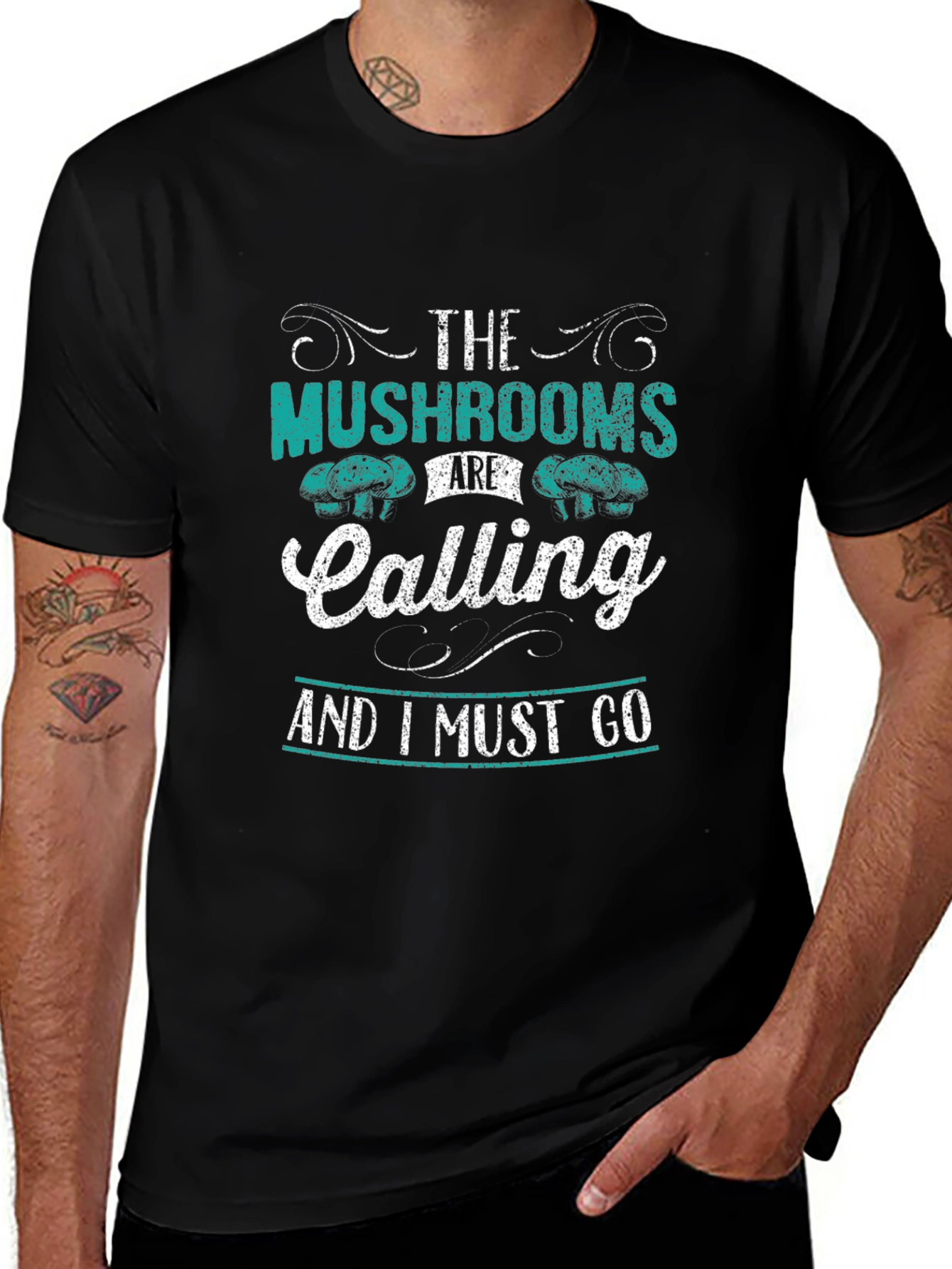 Mushroom Calling Graphic Tee - Black
