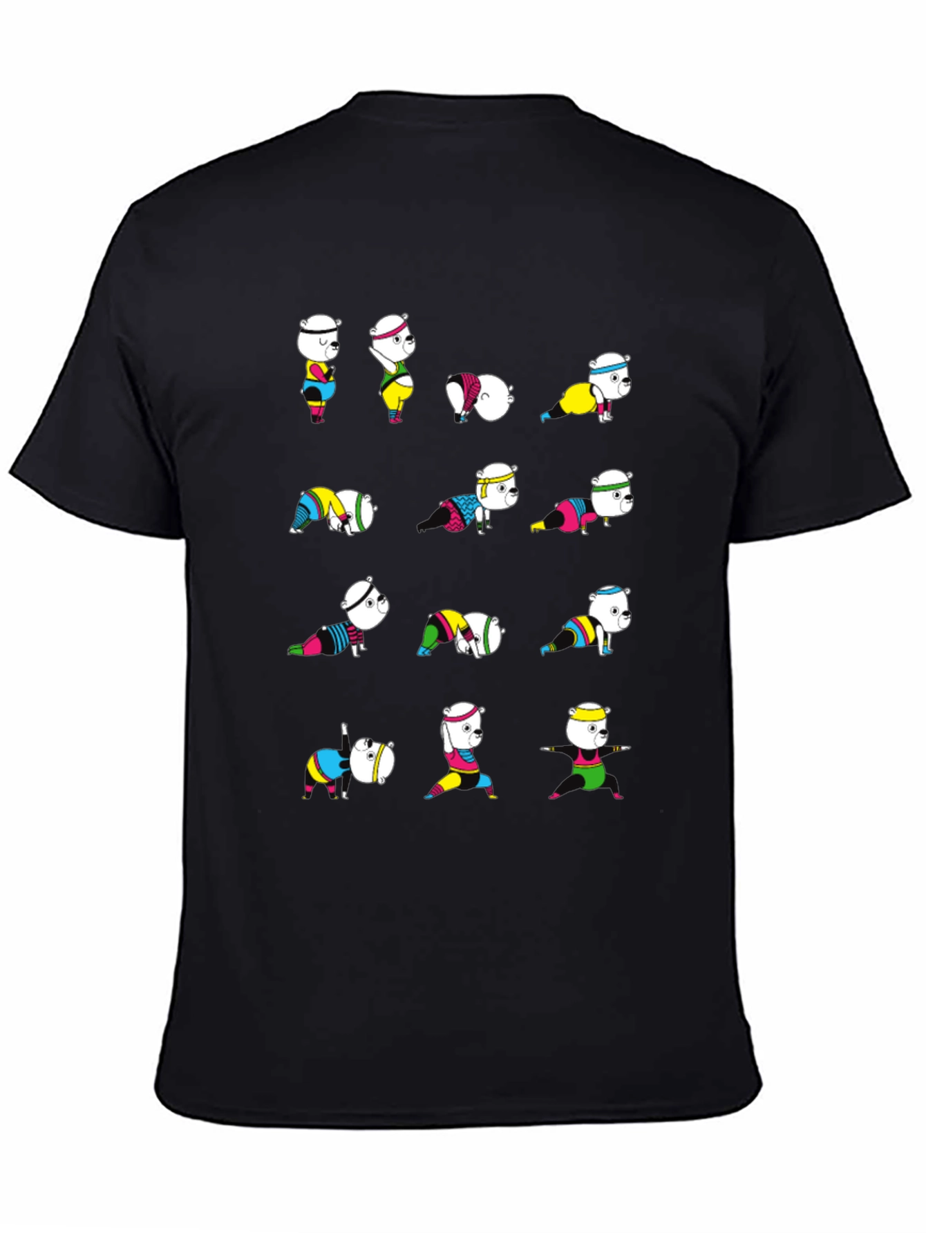 Yoga Bear Graphic Tee - Black Cotton Comfort
