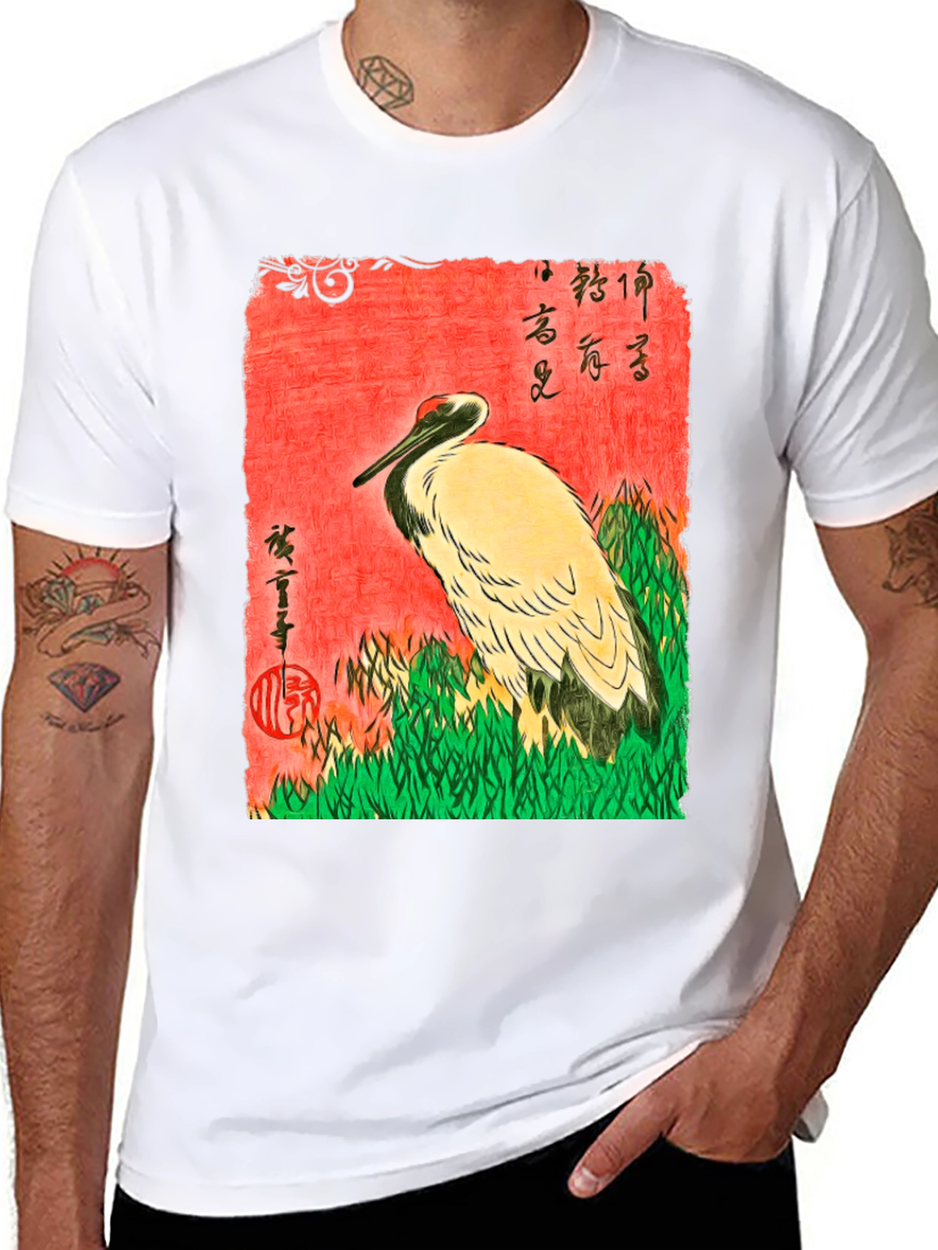 Japanese Crane Ukiyo-e T-Shirt
