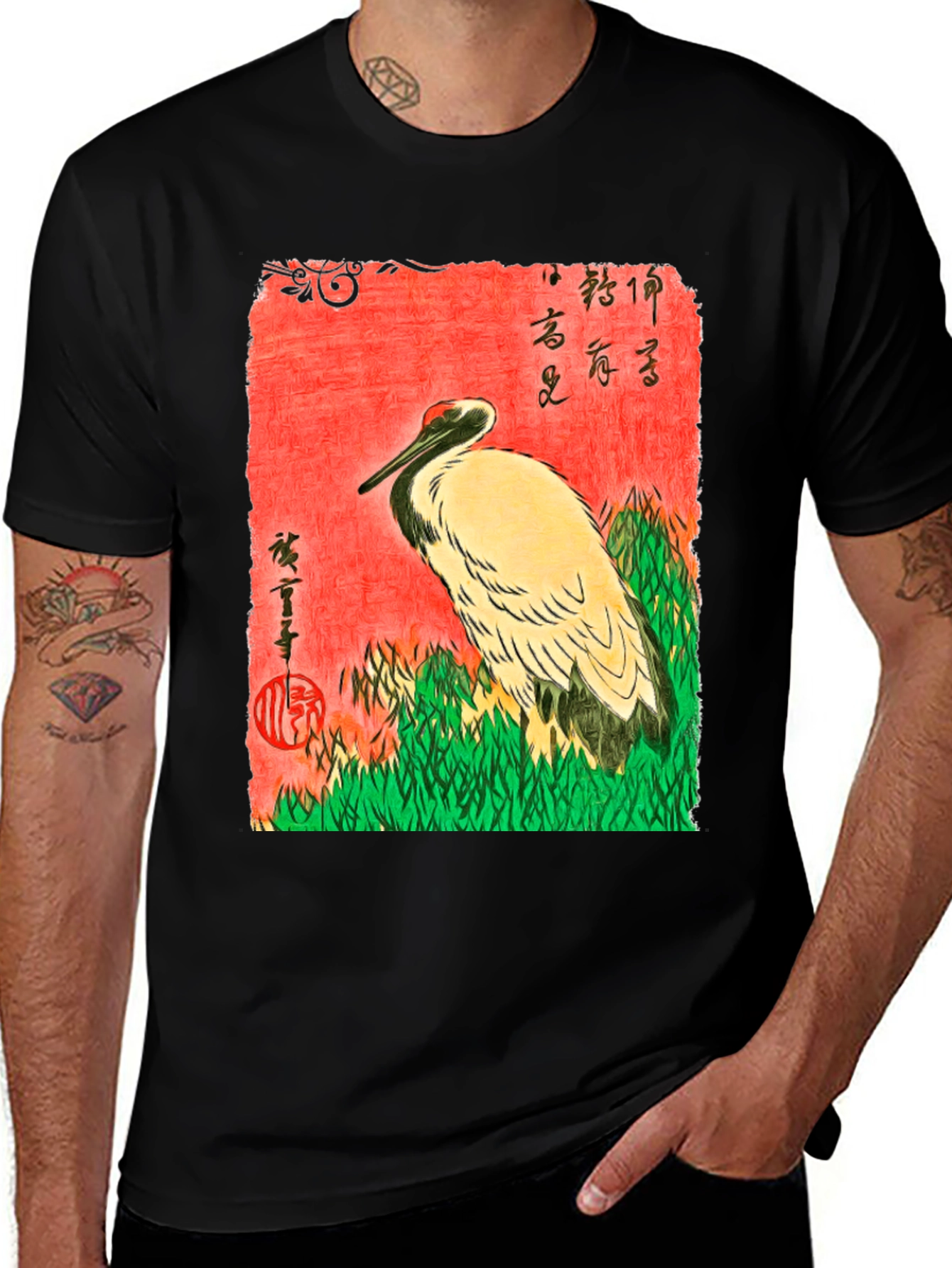 Japanese Crane Ukiyo-e T-Shirt