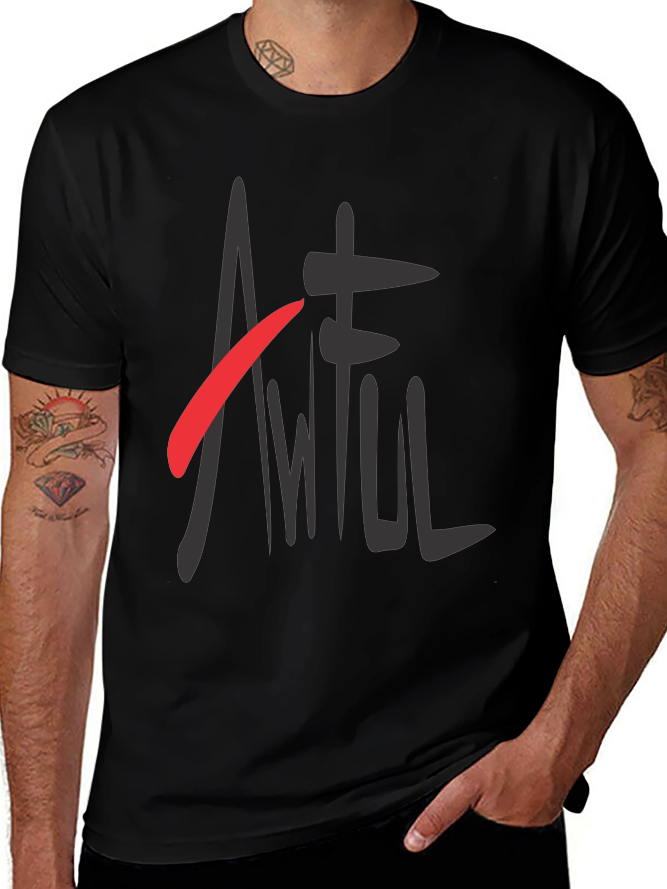 Stylish Black T-Shirt with Graphic Print