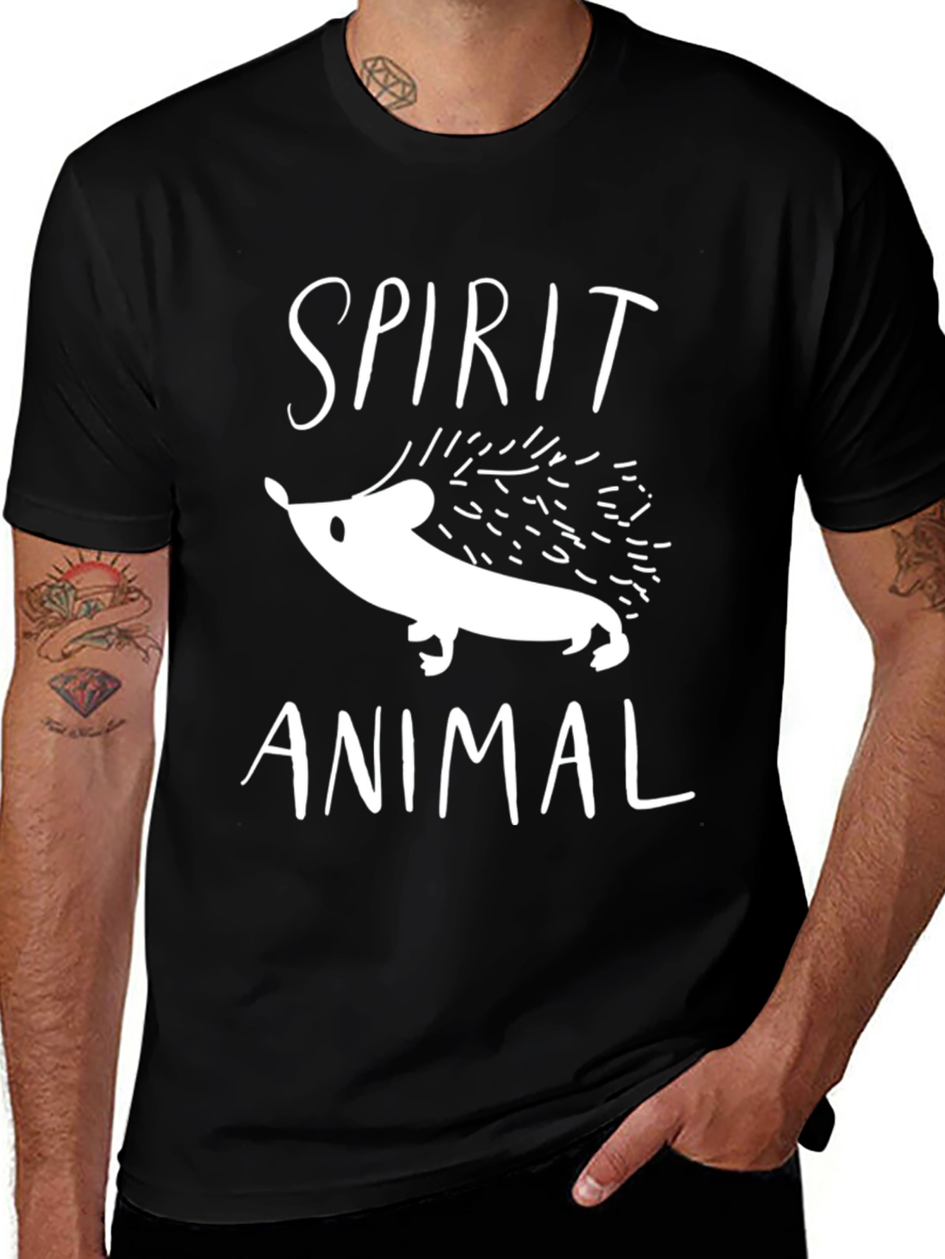 Spirit Animal Hedgehog Black T-Shirt