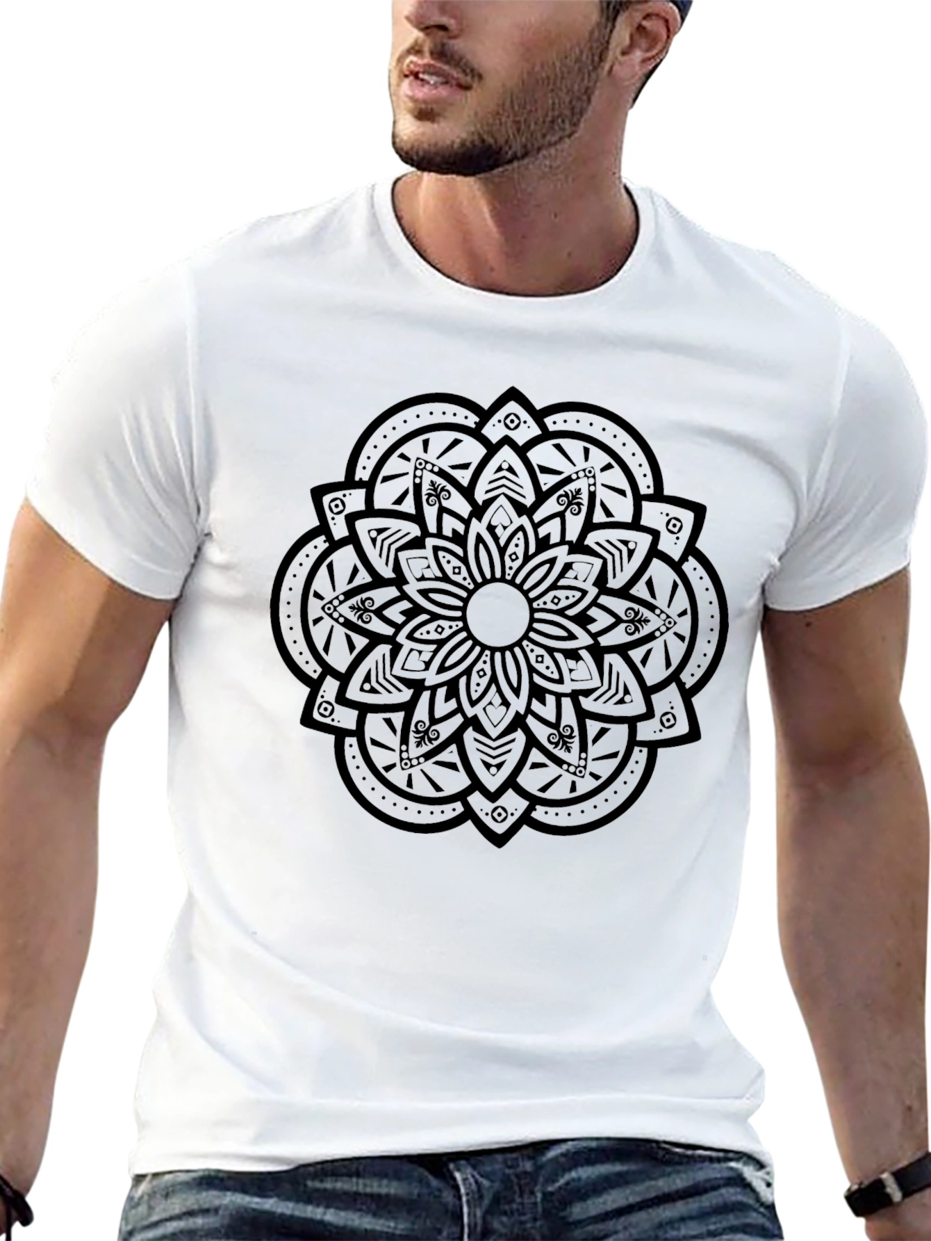 Mandala Graphic Print Black T-Shirt