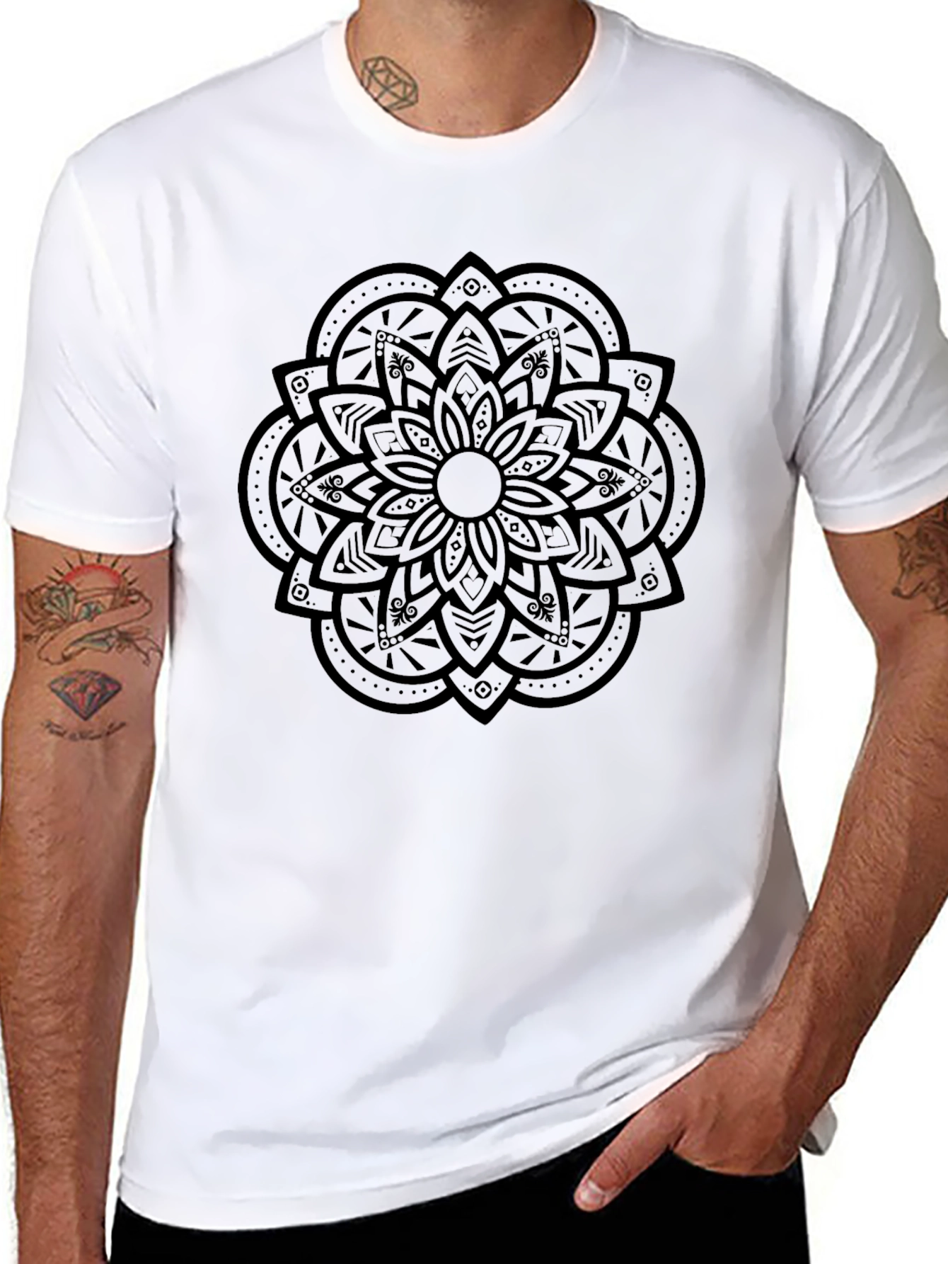Mandala Graphic Print Black T-Shirt