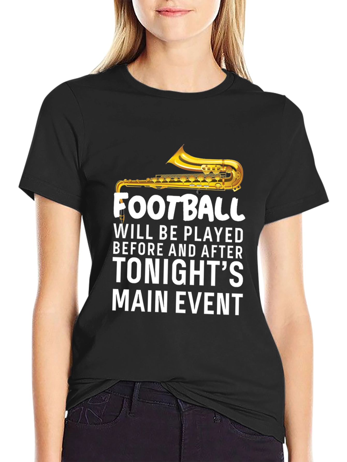 Football Saxophone T-Shirt - Tonights Main Event Tee