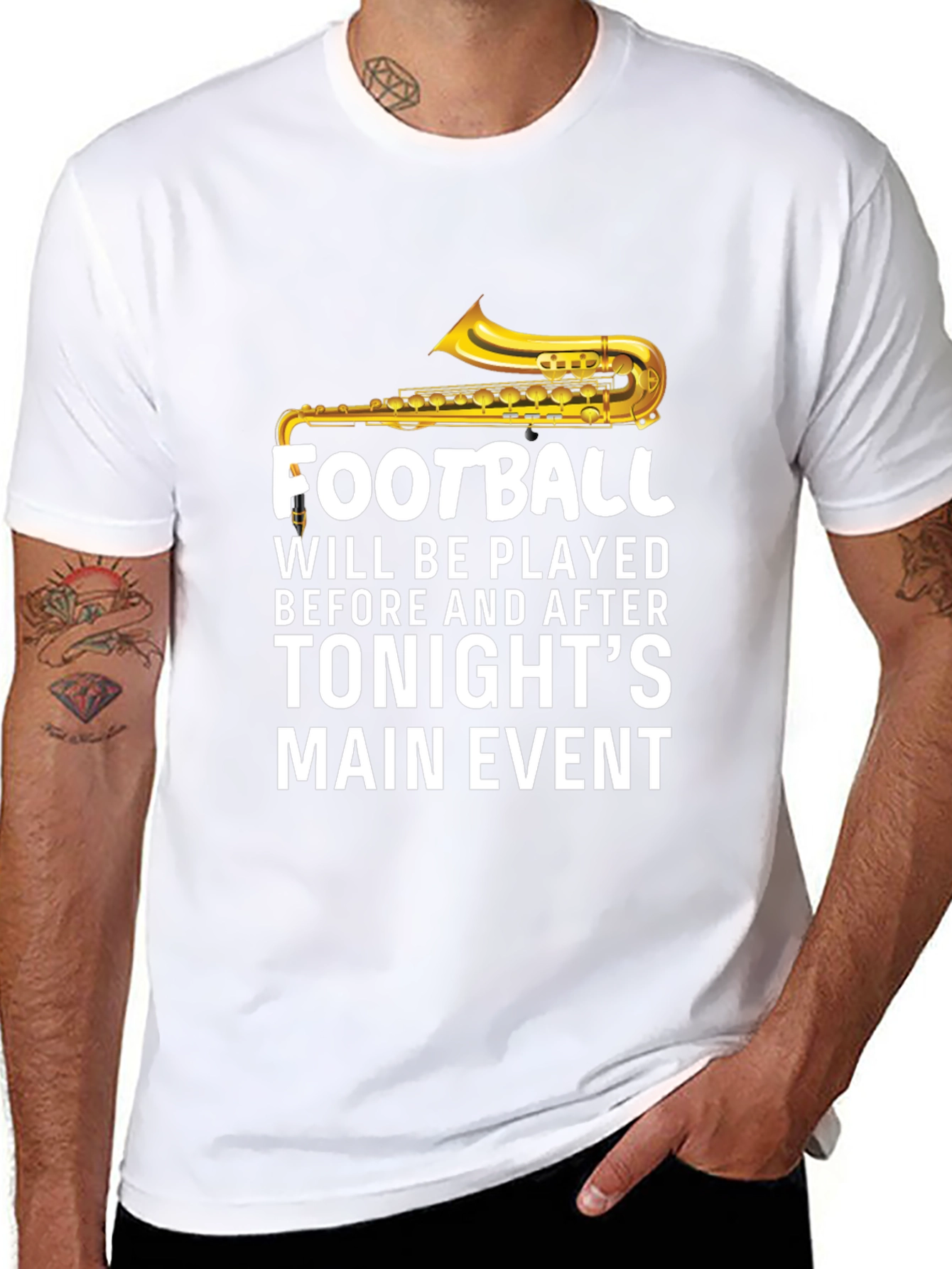 Football Saxophone T-Shirt - Tonights Main Event Tee