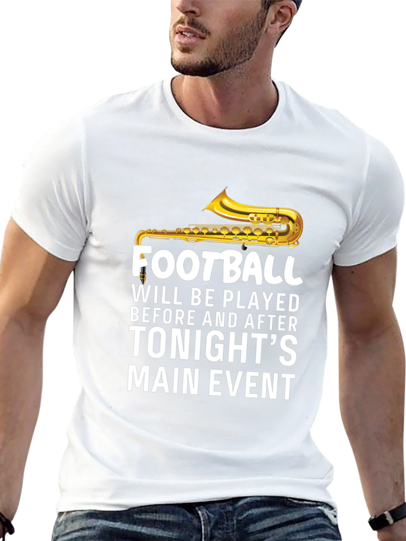 Football Saxophone T-Shirt - Tonights Main Event Tee