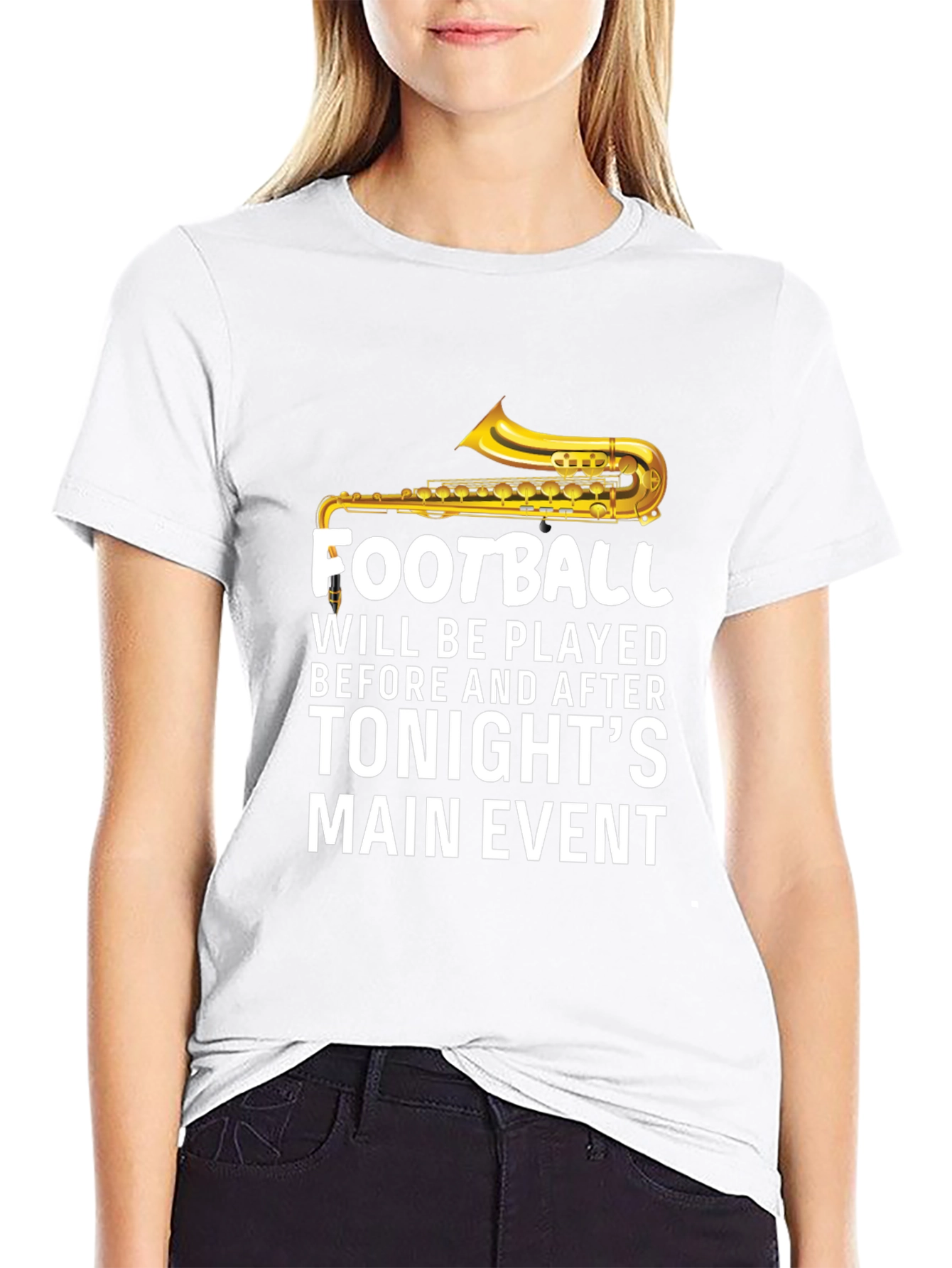 Football Saxophone T-Shirt - Tonights Main Event Tee