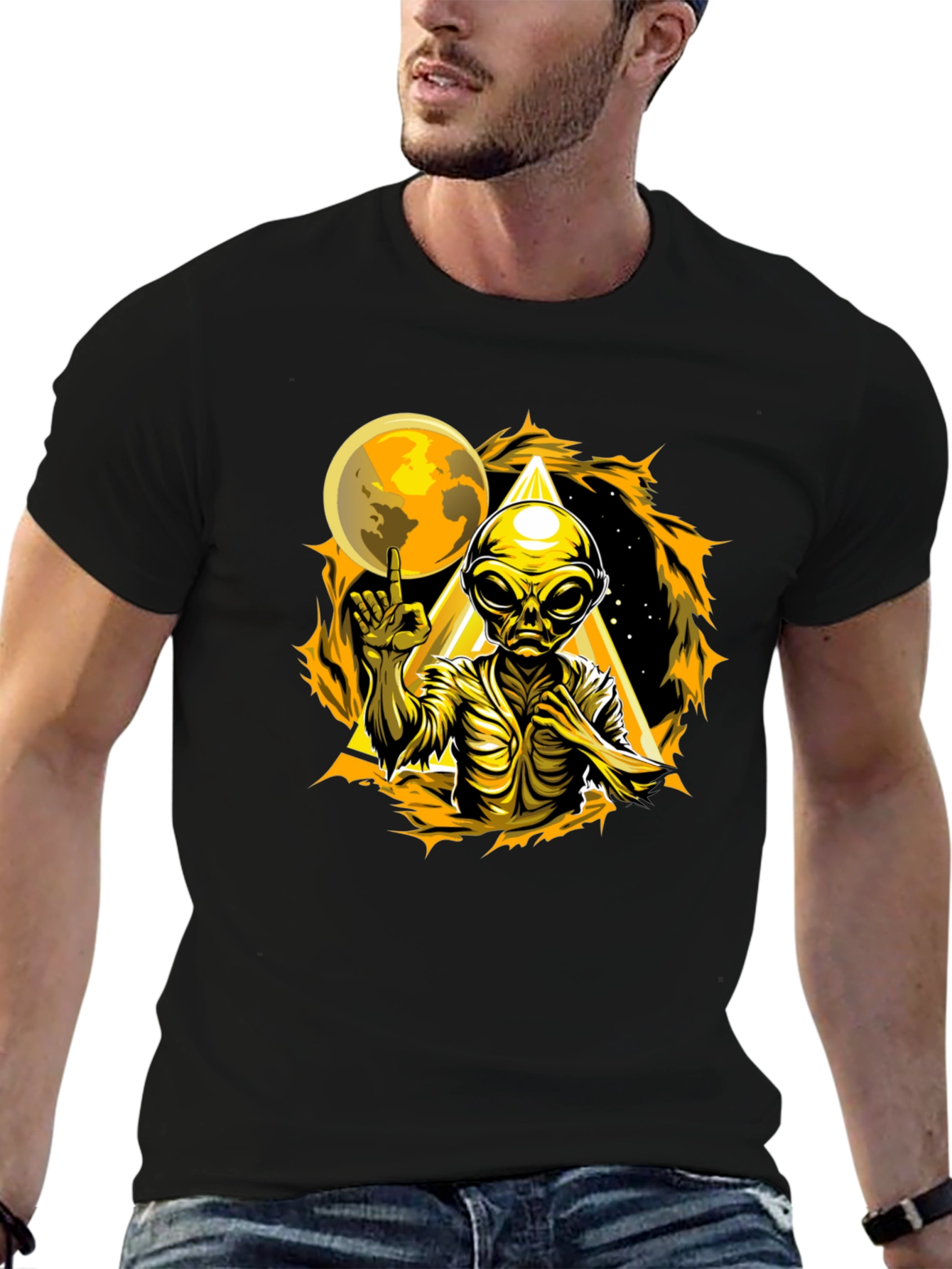 Alien Graphic T-Shirt - Black Cotton Tee
