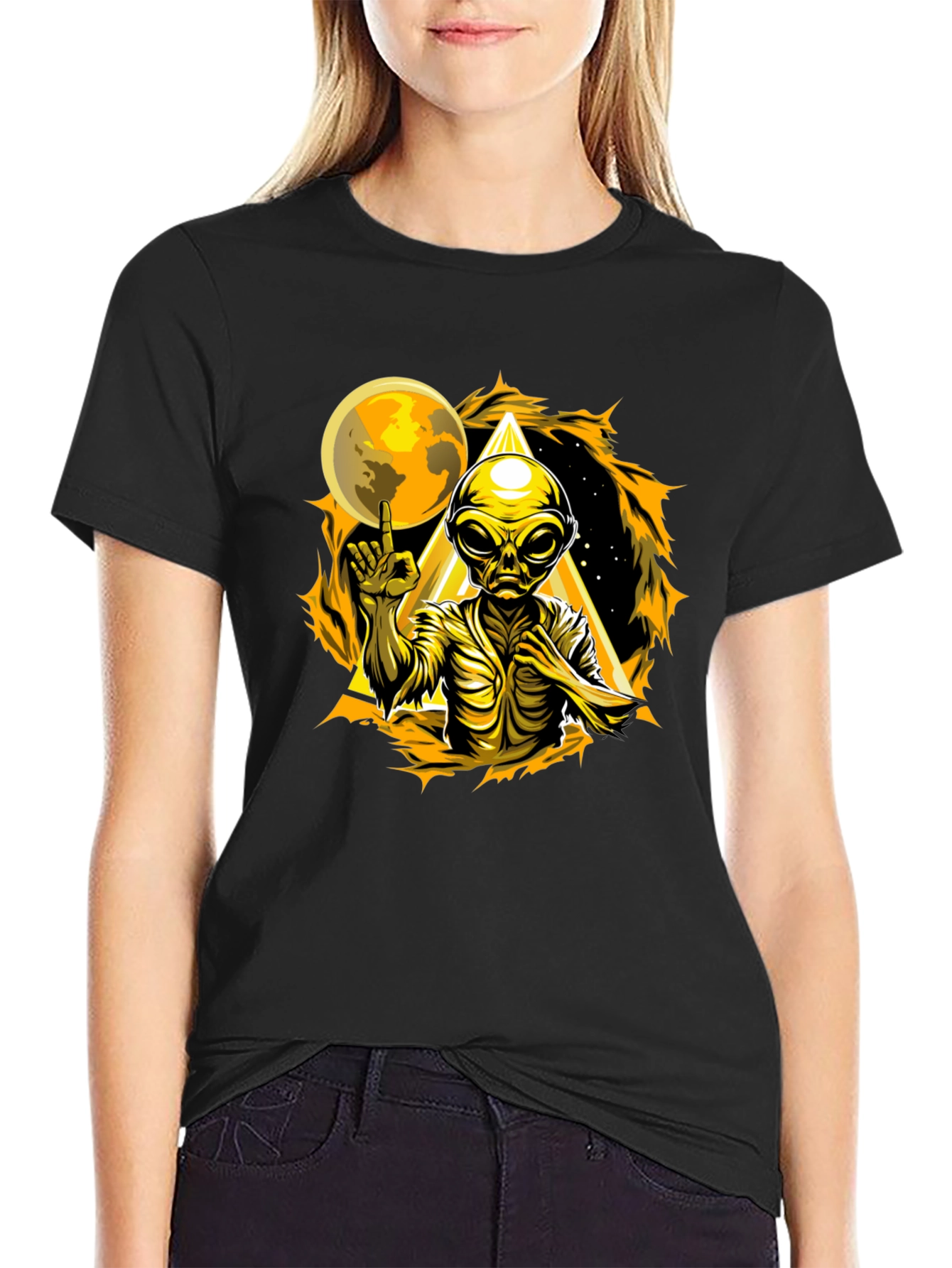 Alien Graphic T-Shirt - Black Cotton Tee