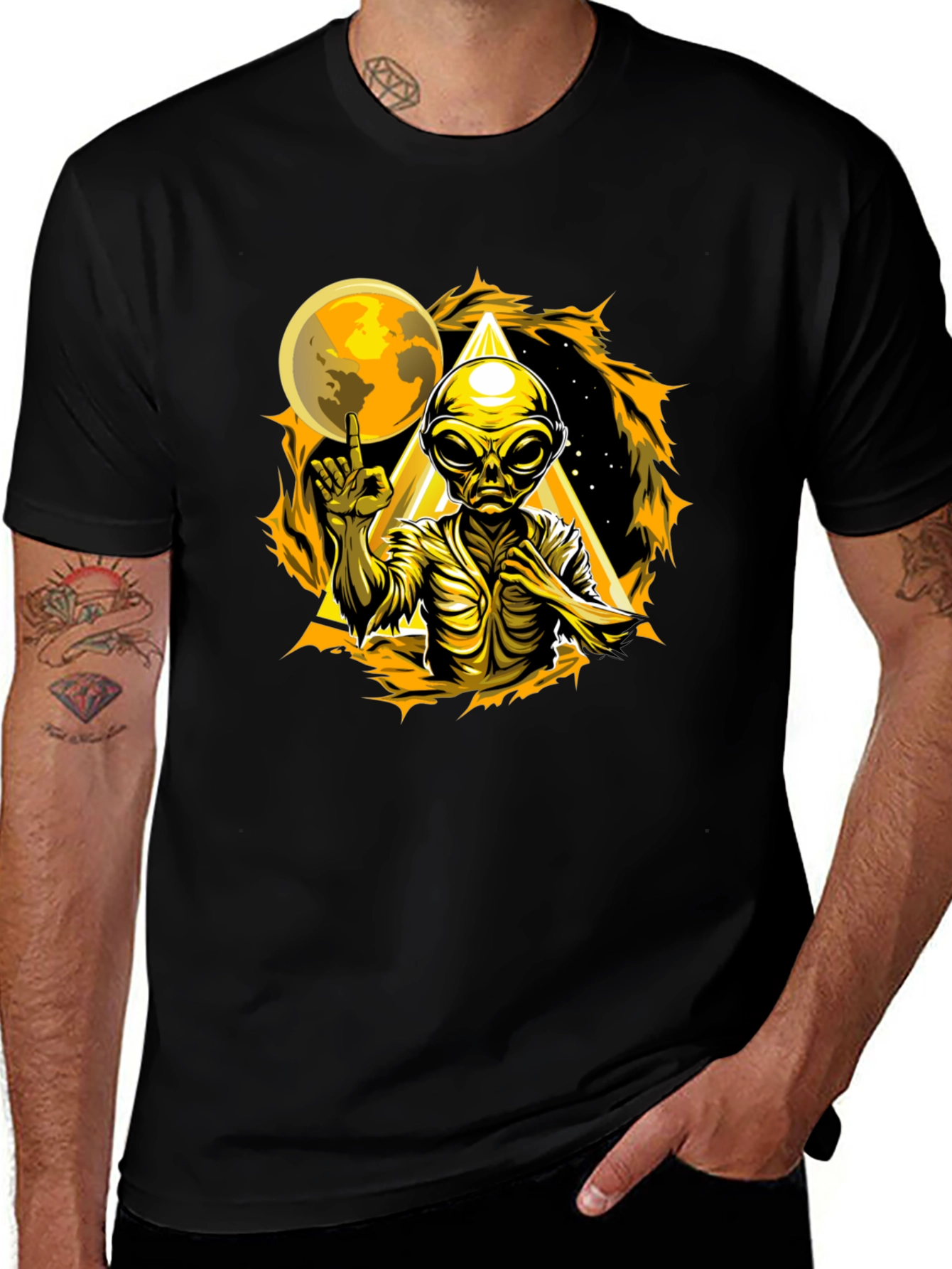 Alien Graphic T-Shirt - Black Cotton Tee