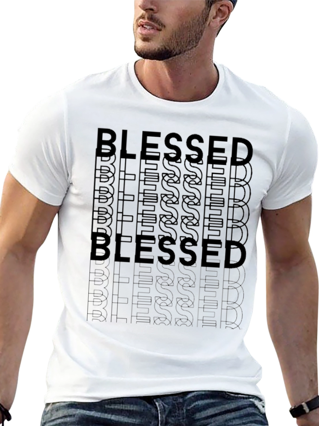 Blessed Graphic Print Crew Neck T-Shirt