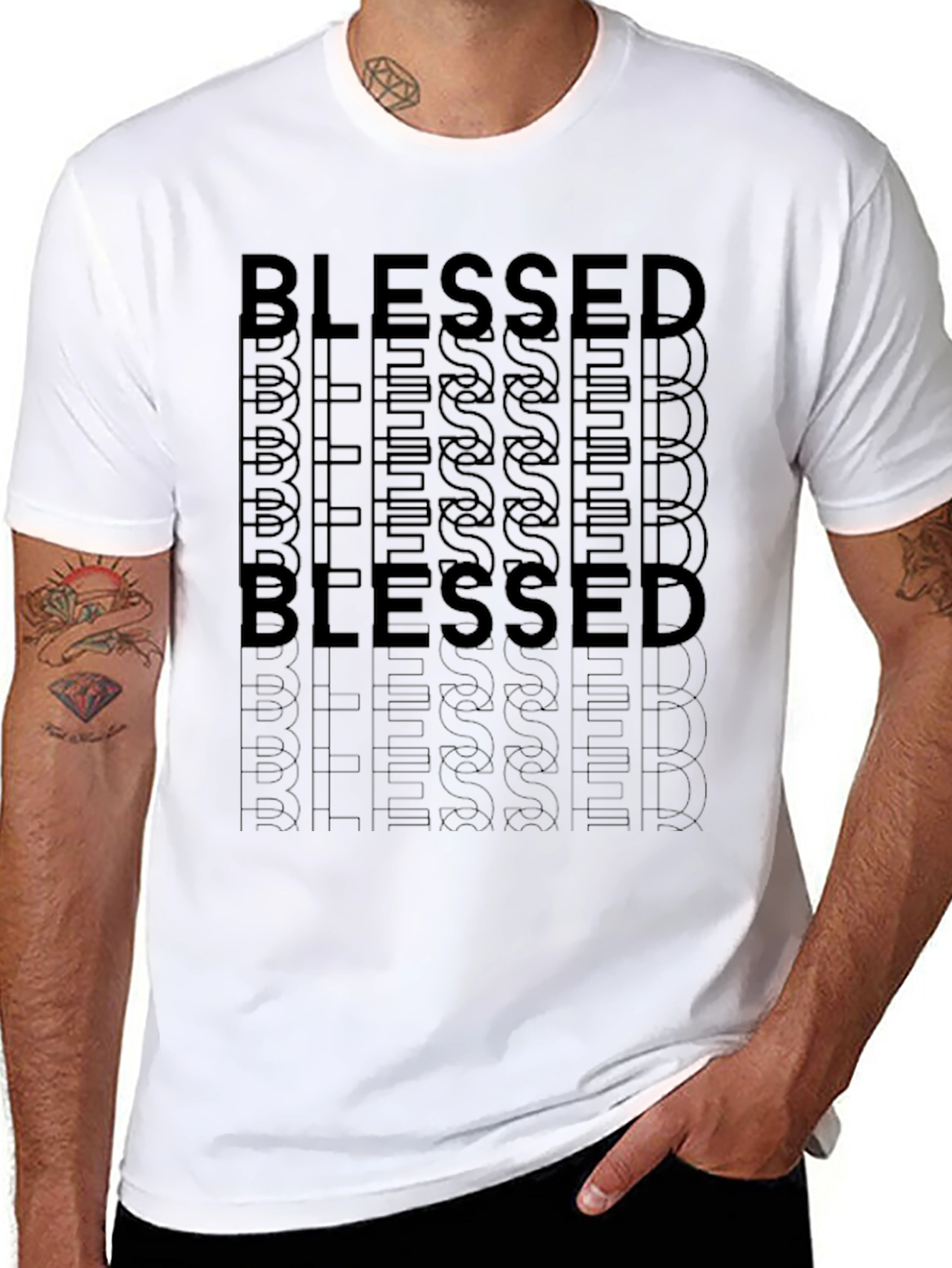 Blessed Graphic Print Crew Neck T-Shirt