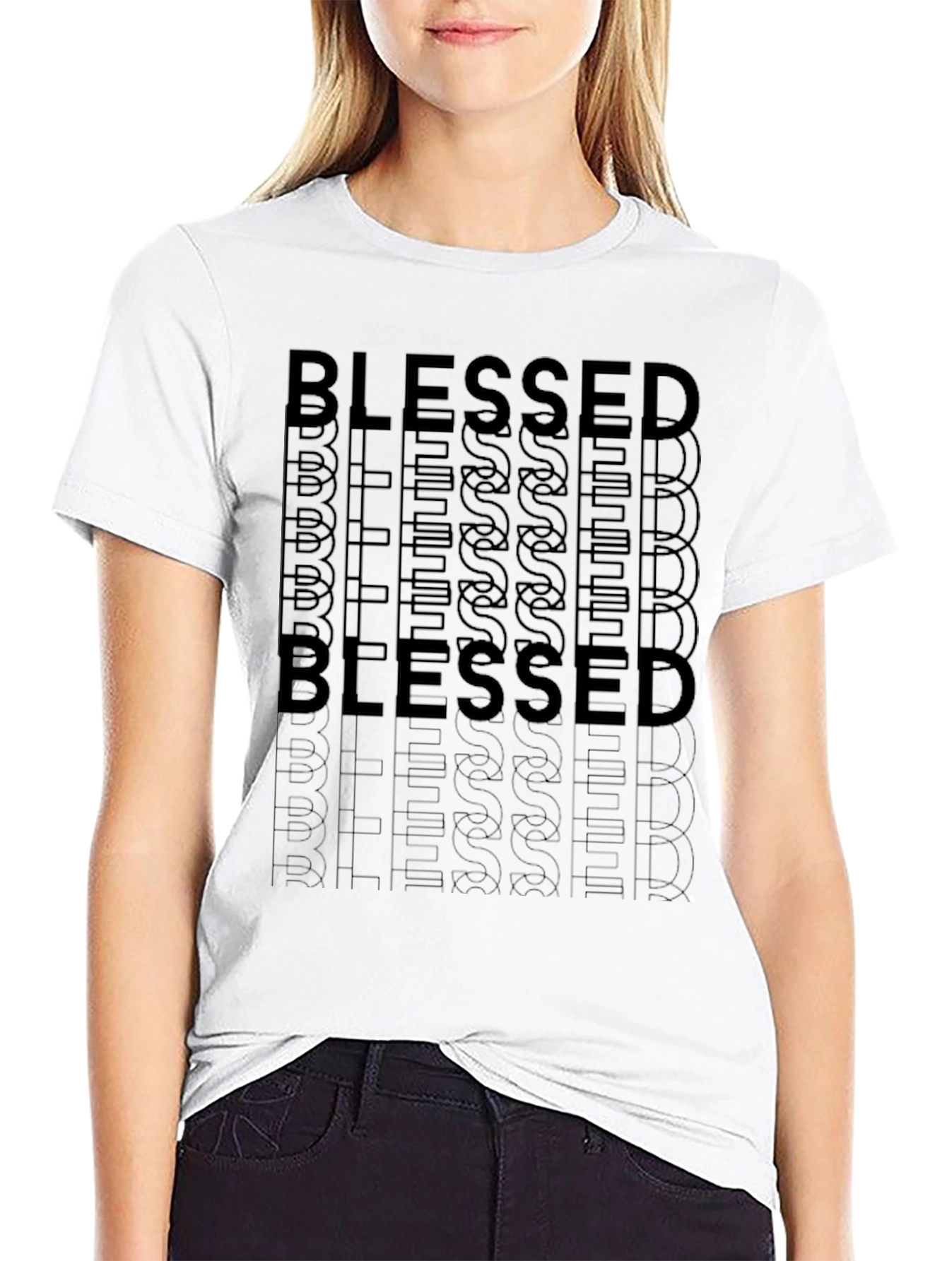 Blessed Graphic Print Crew Neck T-Shirt