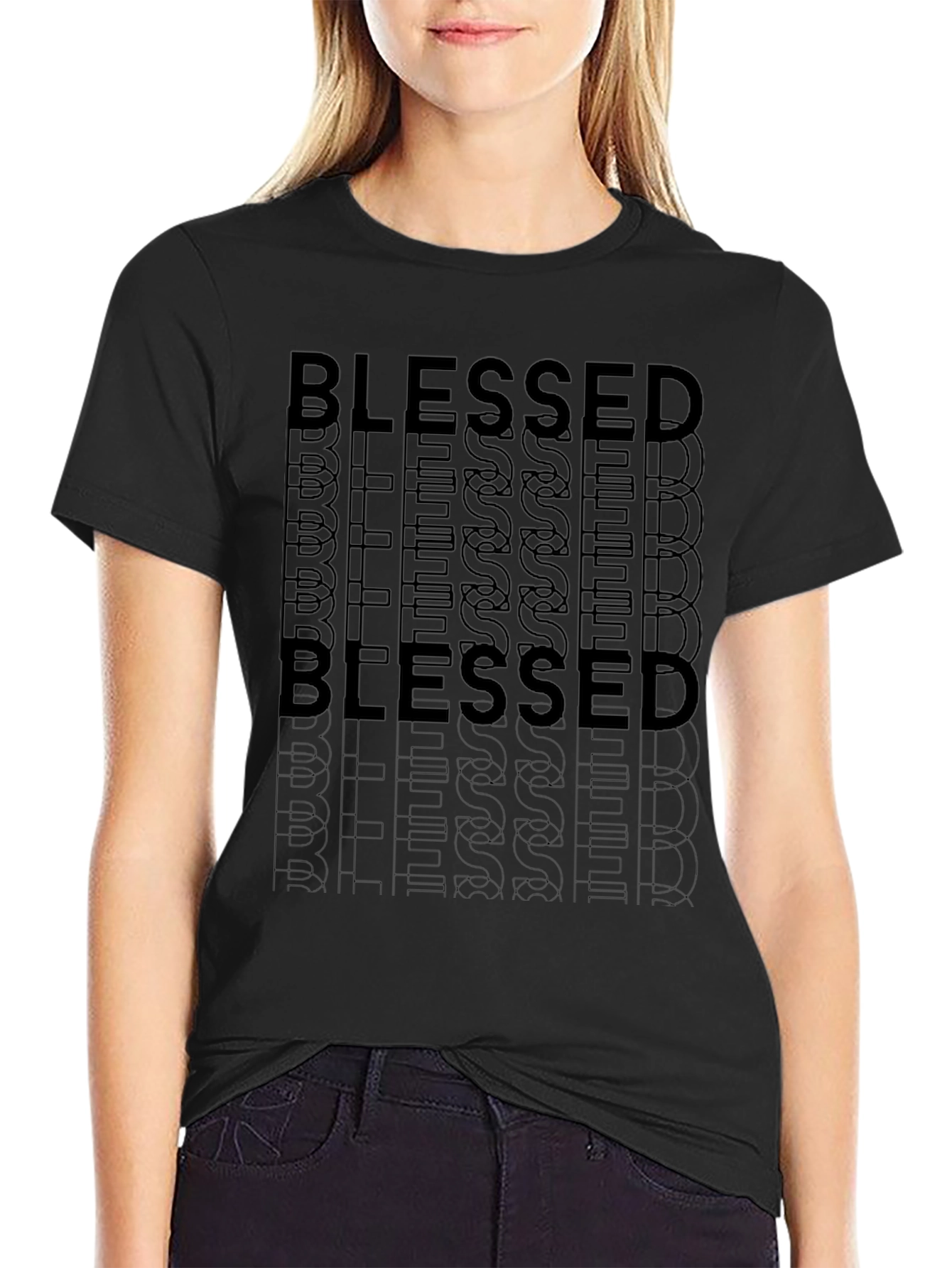 Blessed Graphic Print Crew Neck T-Shirt