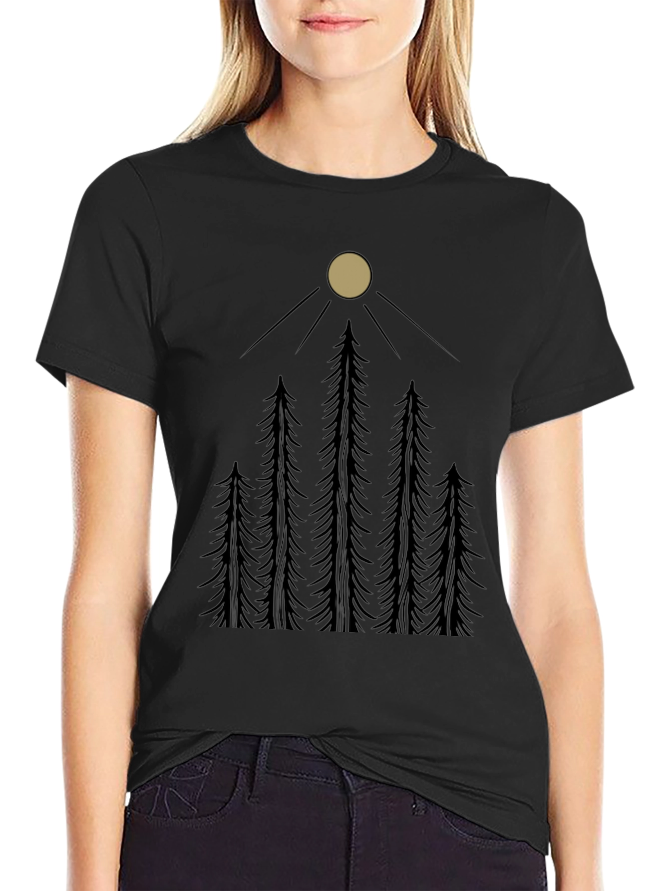 Forest Moon Graphic Tee - Black Cotton