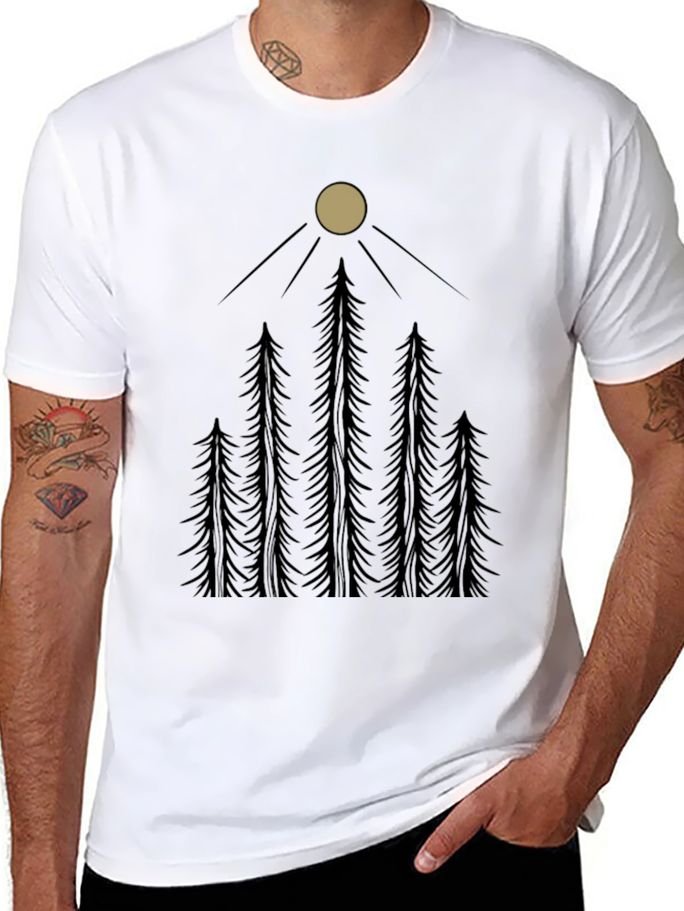 Forest Moon Graphic Tee - Black Cotton