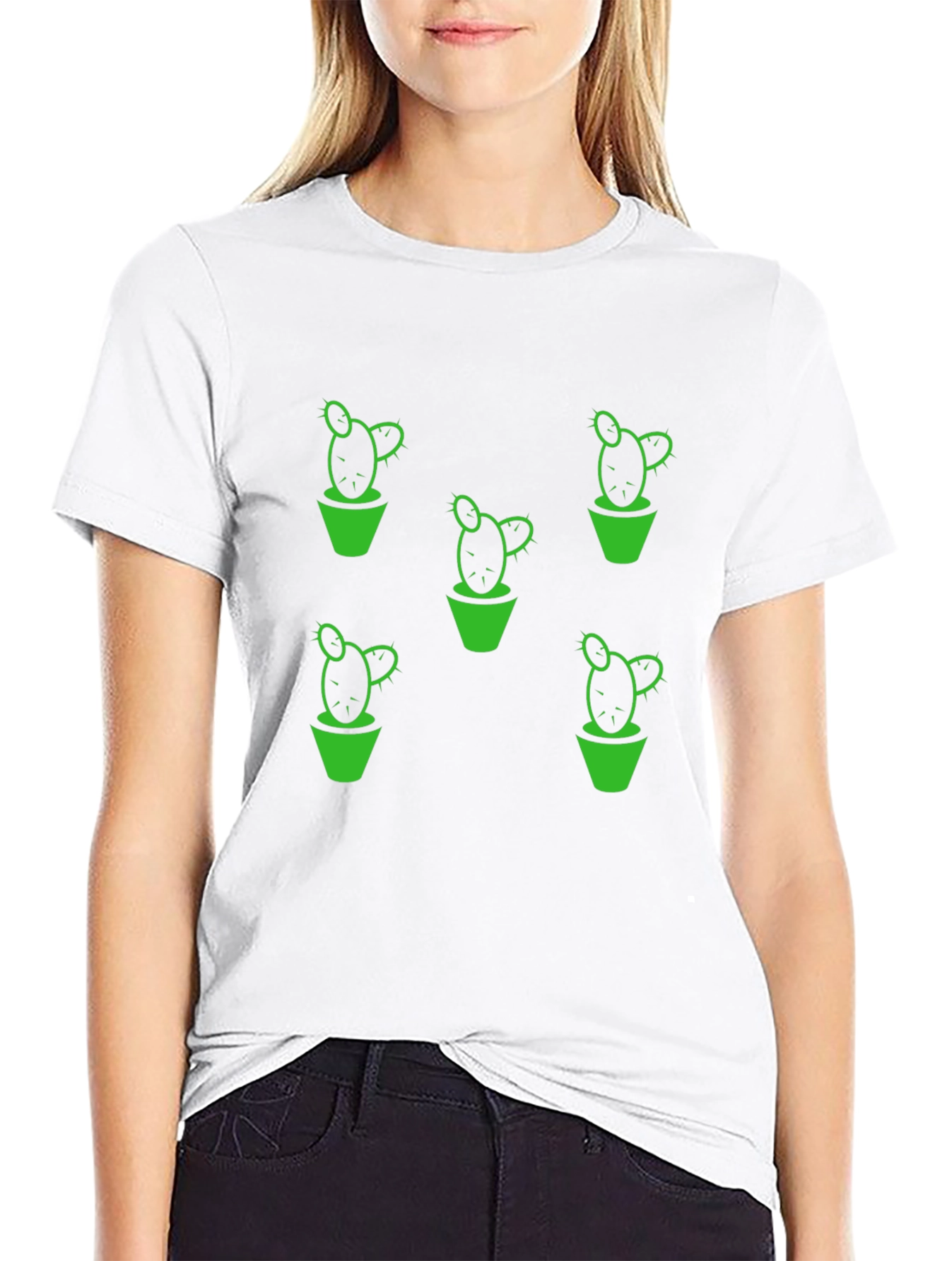 Cactus Print T-Shirt - Black Graphic Tee