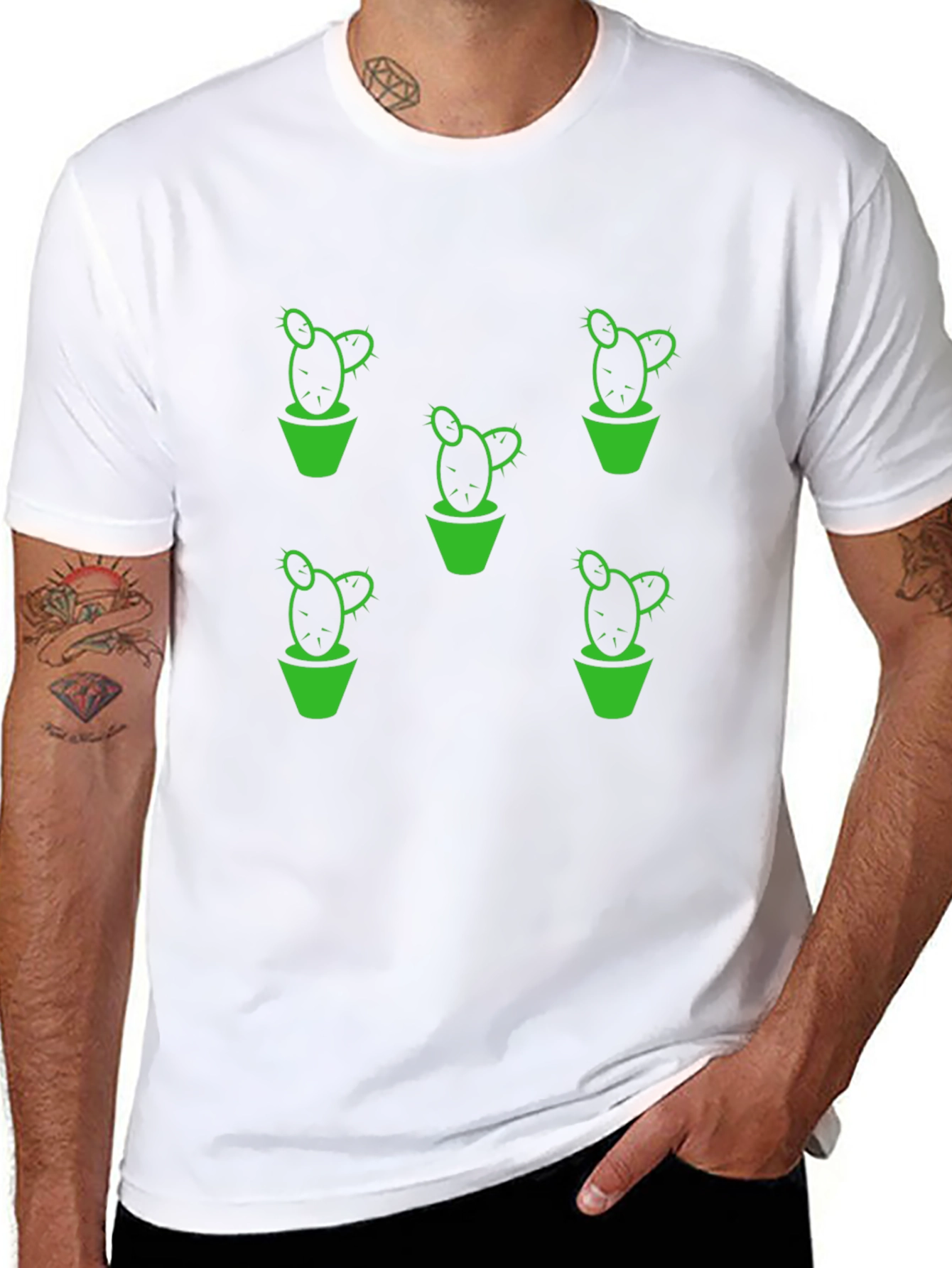 Cactus Print T-Shirt - Black Graphic Tee