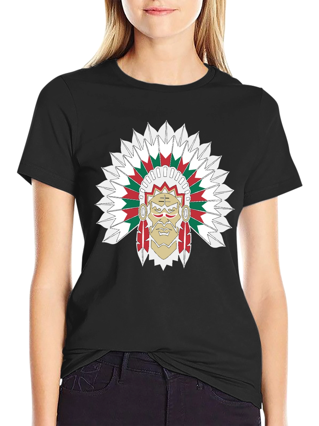 Chief Headdress Graphic Black T-Shirt