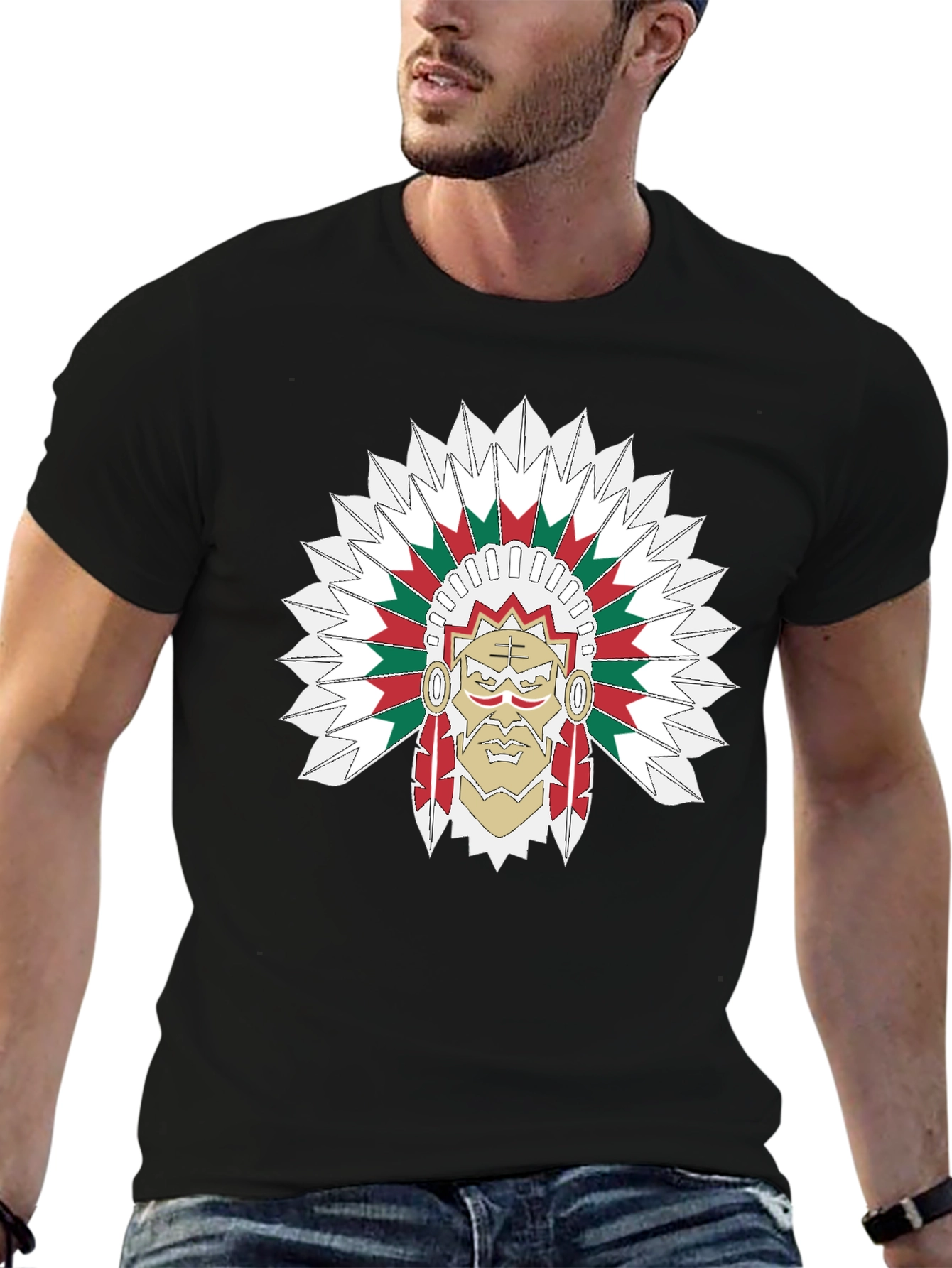 Chief Headdress Graphic Black T-Shirt