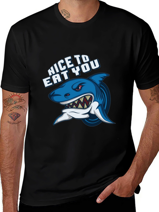 Shark Graphic Black T-Shirt - Nice to Eat You