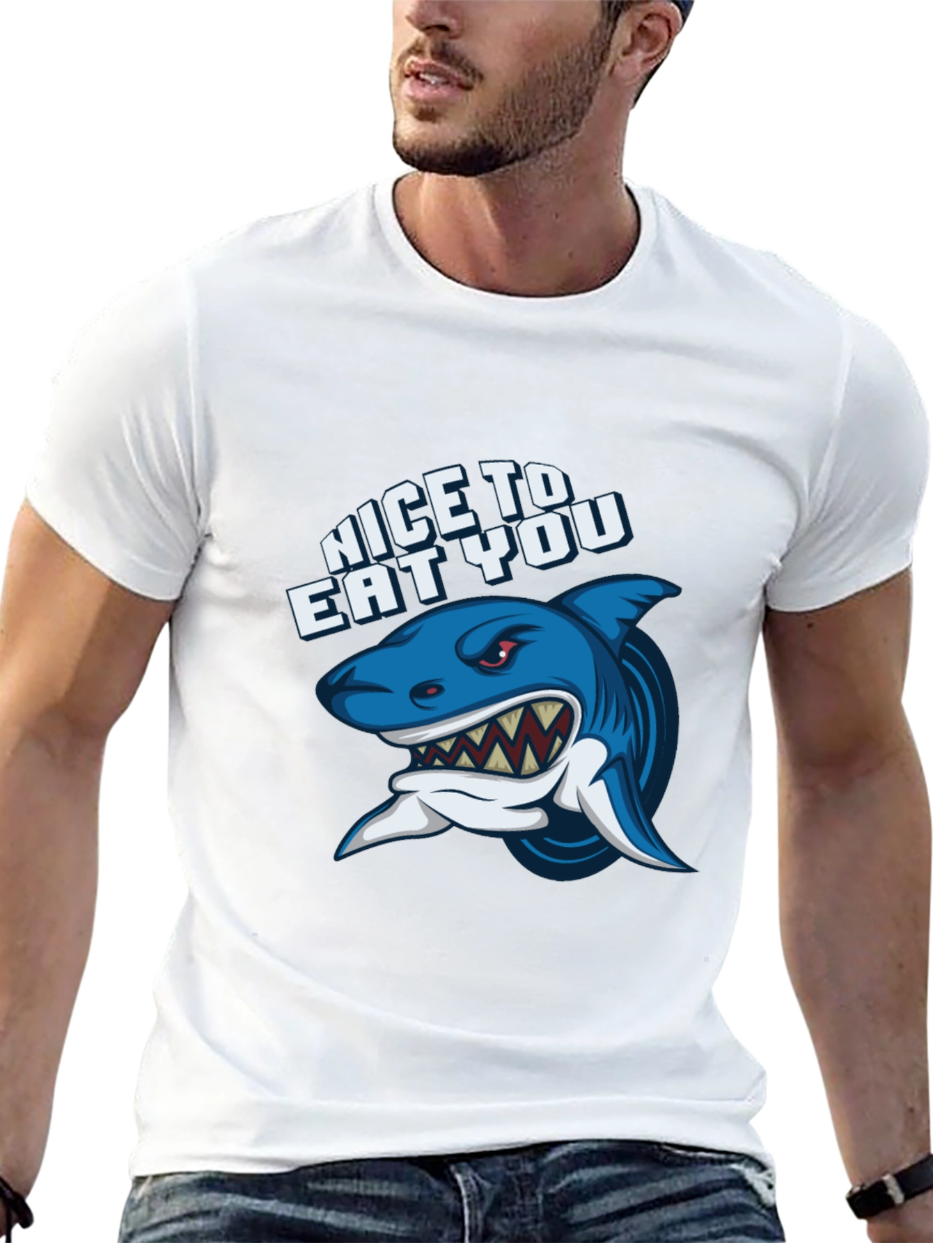 Shark Graphic Black T-Shirt - Nice to Eat You