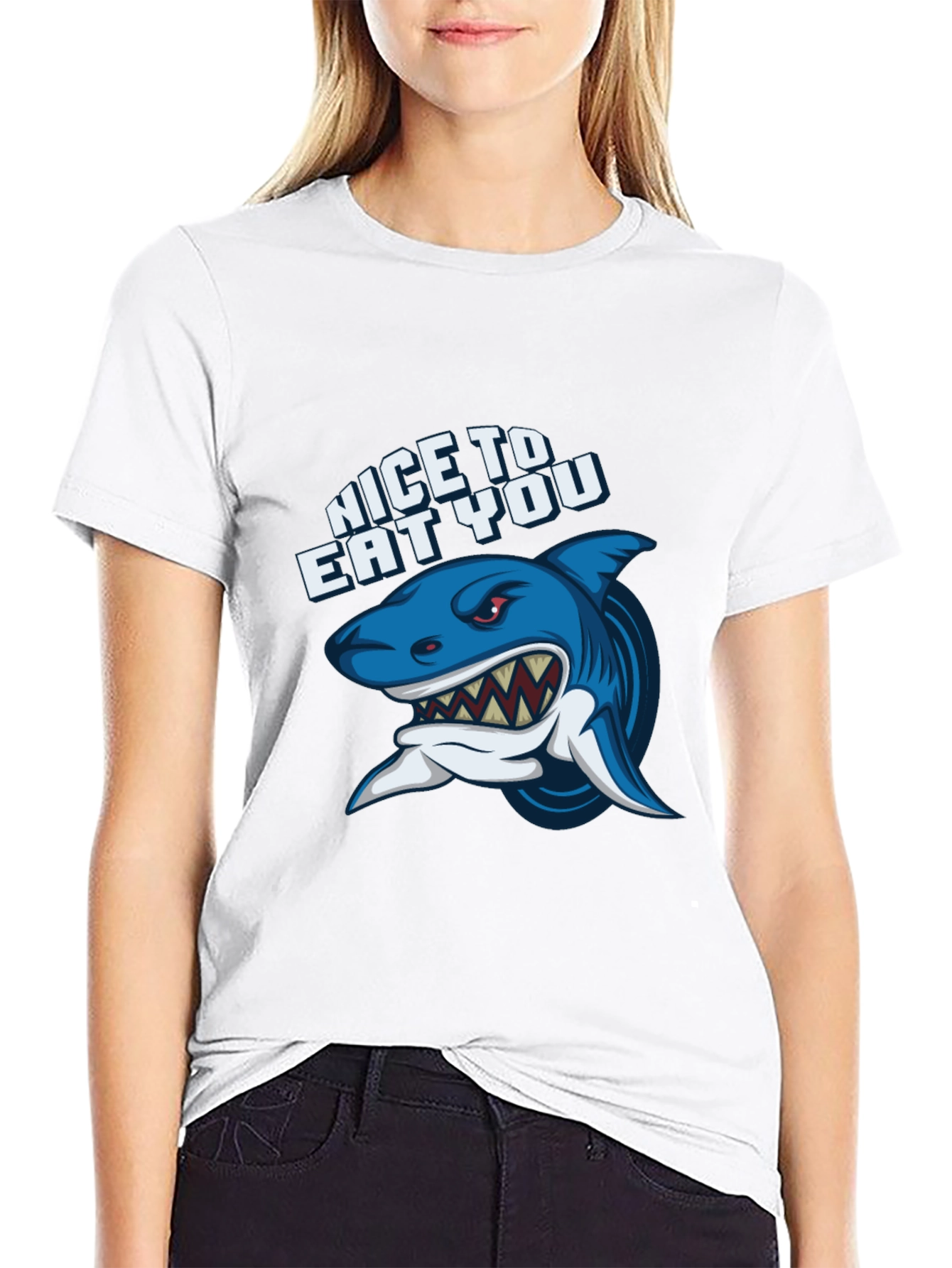 Shark Graphic Black T-Shirt - Nice to Eat You