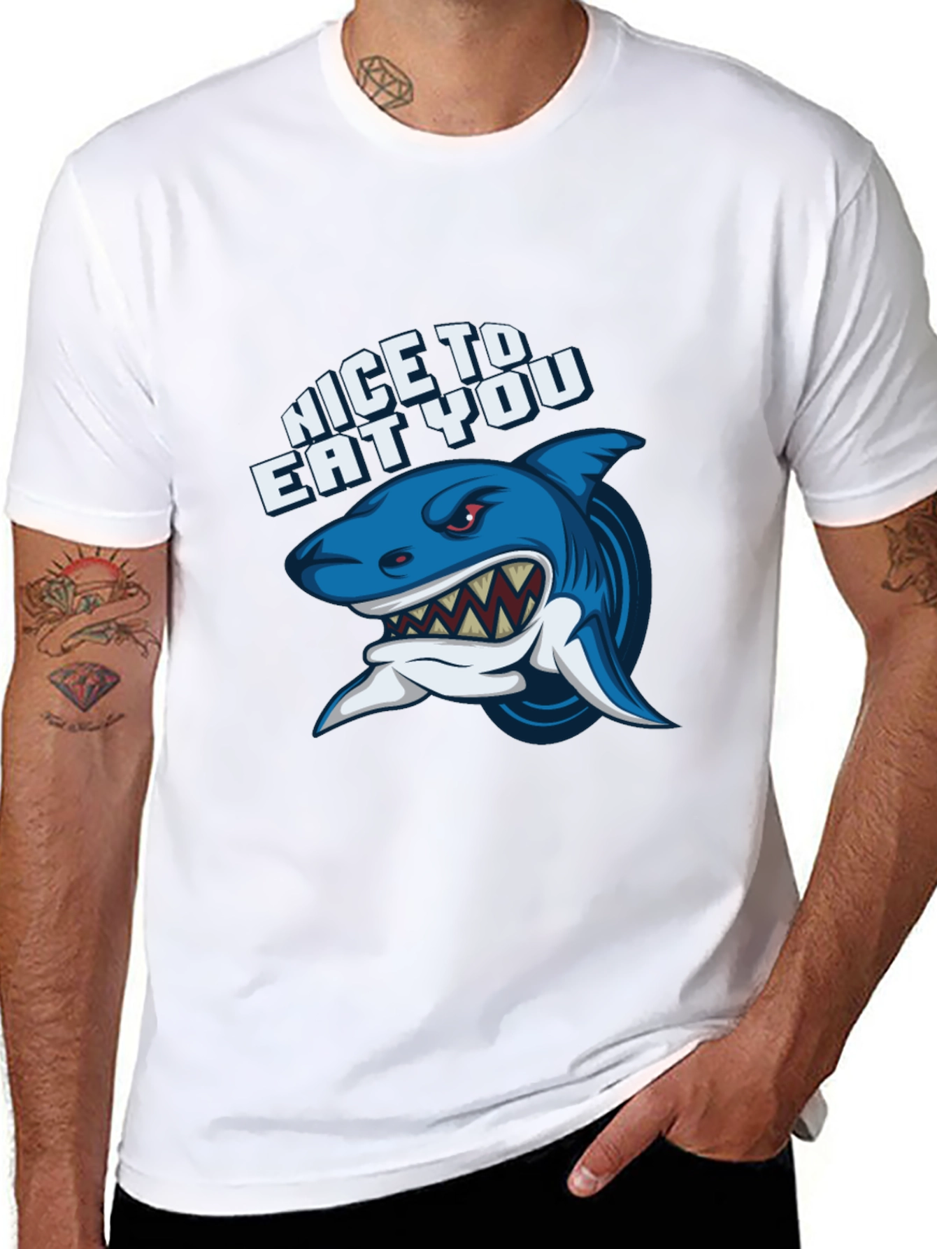 Shark Graphic Black T-Shirt - Nice to Eat You
