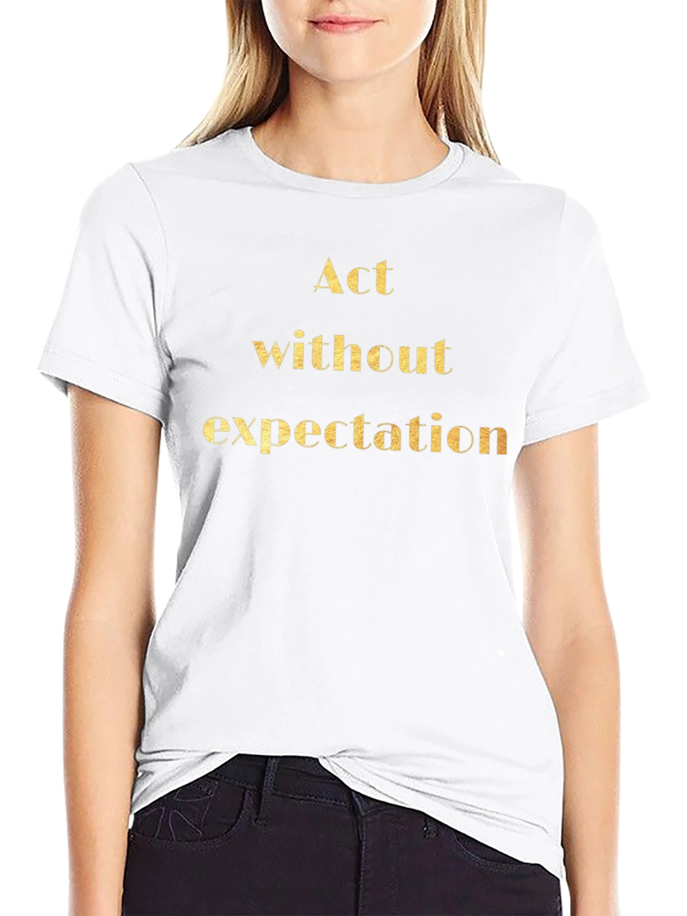 Act Without Expectation Black Graphic T-Shirt