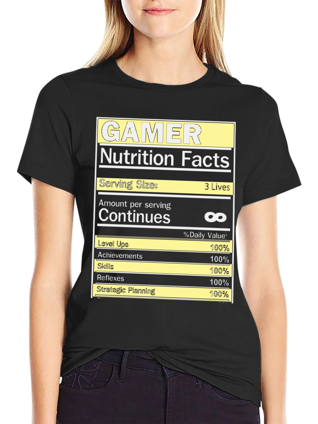 Gamer Nutrition Facts T-Shirt - Funny Gaming Tee