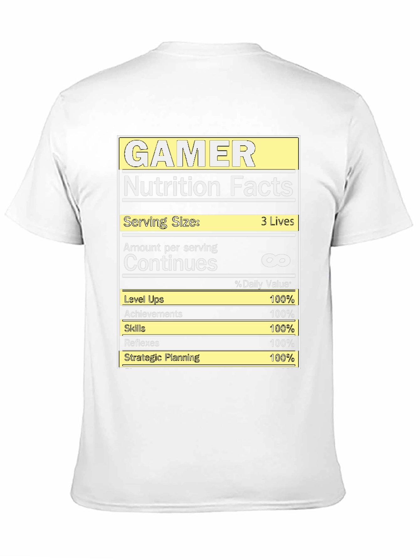 Gamer Nutrition Facts T-Shirt - Funny Gaming Tee