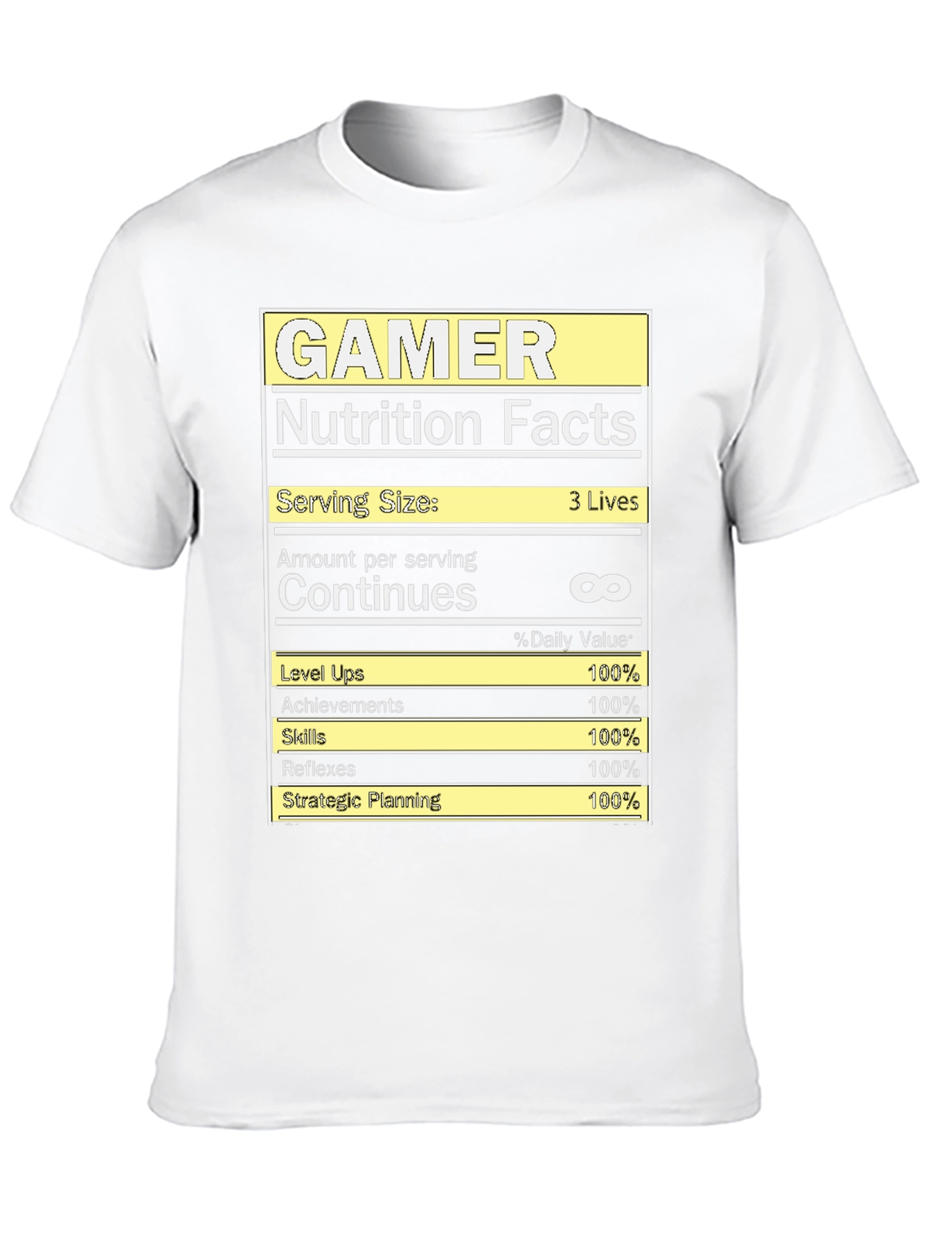 Gamer Nutrition Facts T-Shirt - Funny Gaming Tee