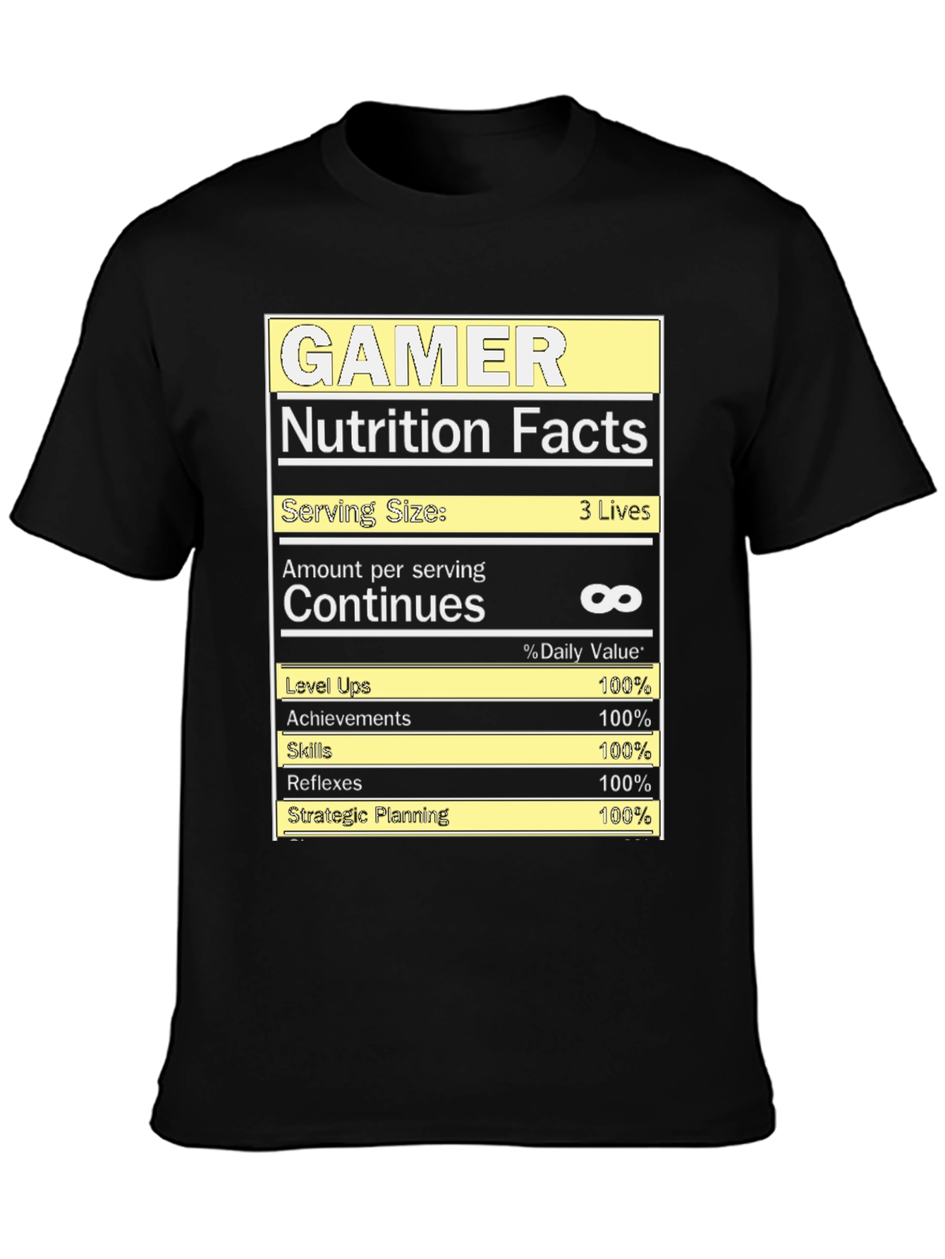 Gamer Nutrition Facts T-Shirt - Funny Gaming Tee