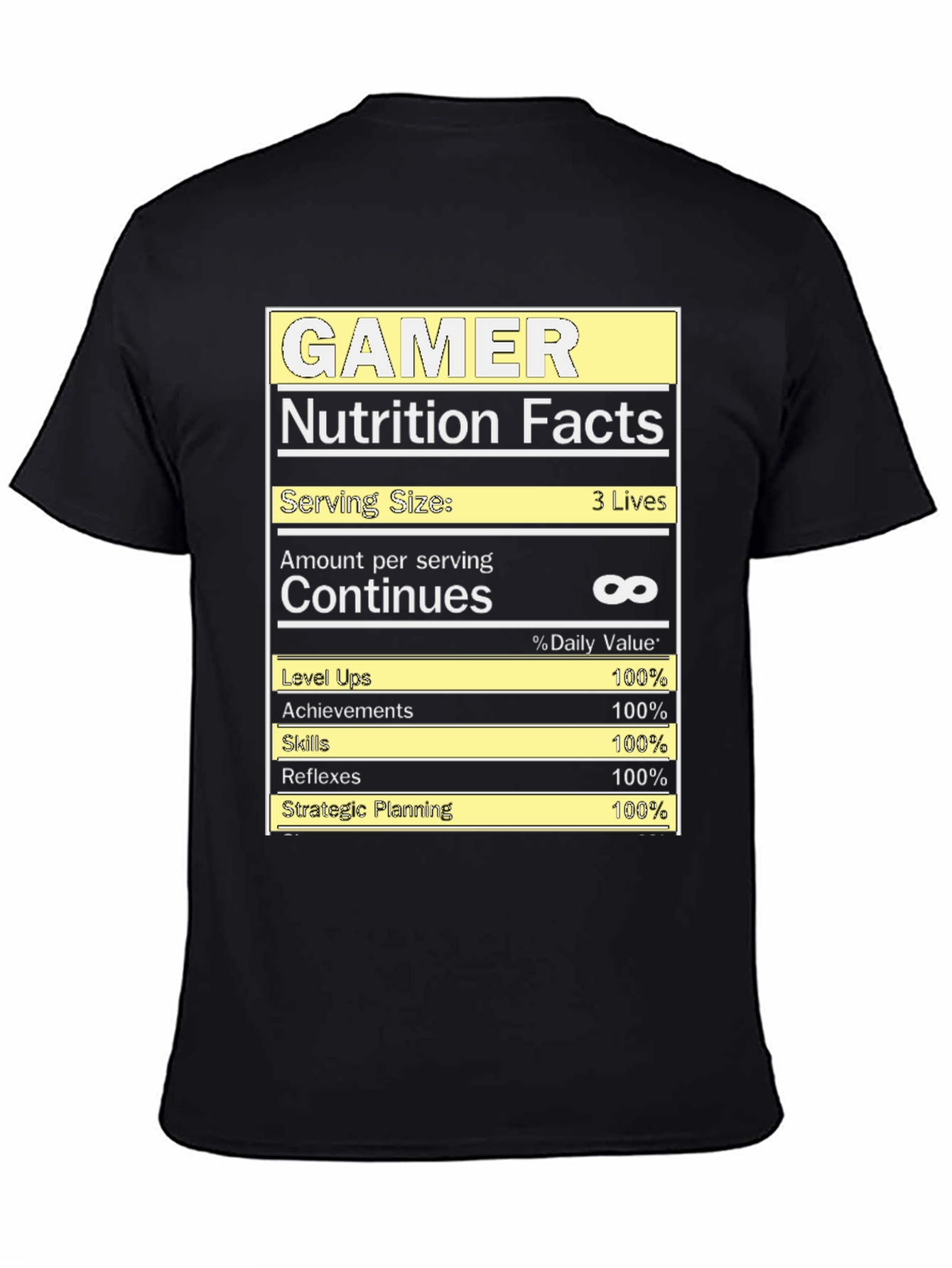 Gamer Nutrition Facts T-Shirt - Funny Gaming Tee