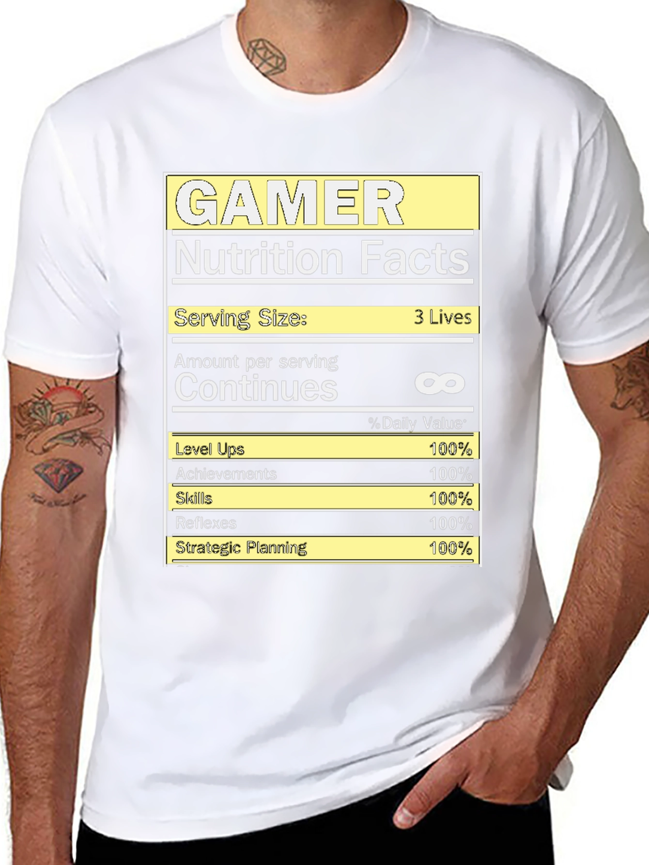 Gamer Nutrition Facts T-Shirt - Funny Gaming Tee