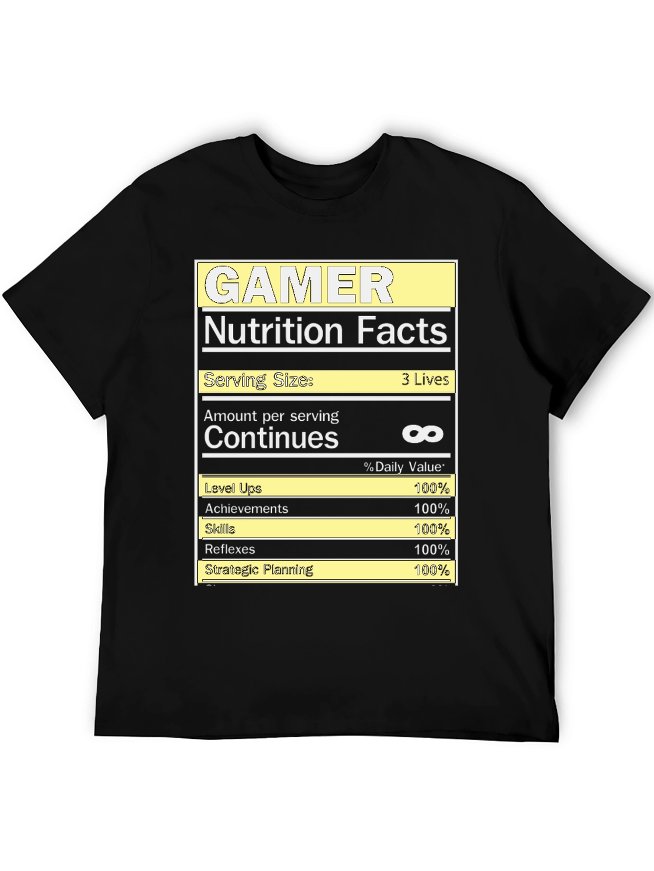 Gamer Nutrition Facts T-Shirt - Funny Gaming Tee